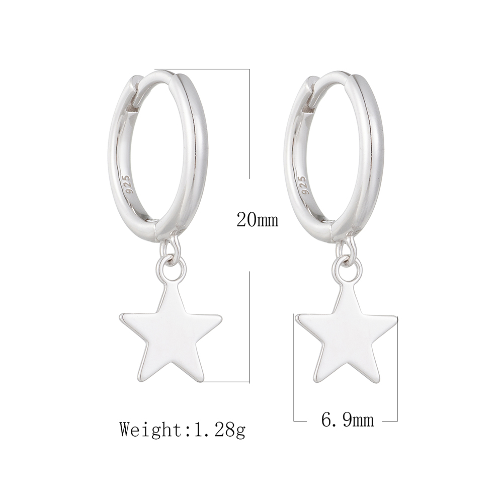 1 Paar Ig-stil Stern Überzug Sterling Silber Überzogen Mit Rhodium Ohrringe display picture 1
