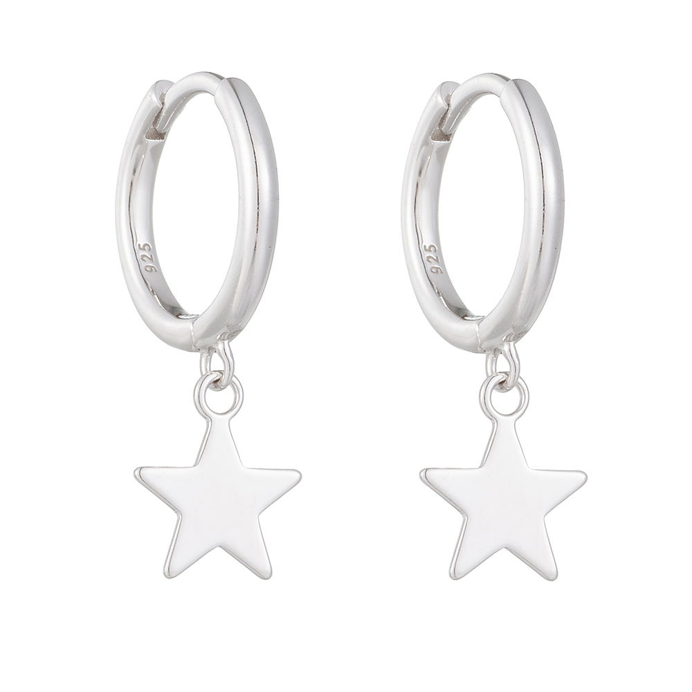 1 Par Estilo Ig Estrella Enchapado Plata Esterlina Rodio Plateado Aretes display picture 2