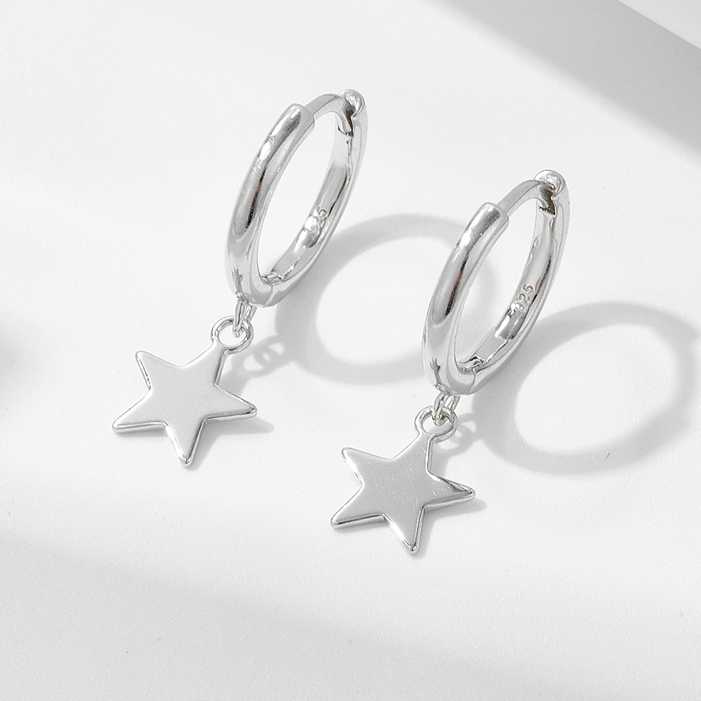 1 Paar Ig-stil Stern Überzug Sterling Silber Überzogen Mit Rhodium Ohrringe display picture 3