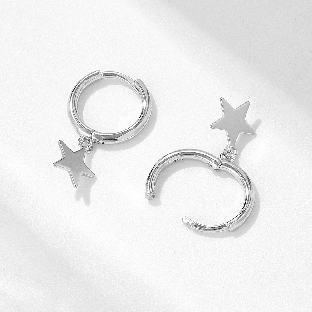 1 Paar Ig-stil Stern Überzug Sterling Silber Überzogen Mit Rhodium Ohrringe display picture 5