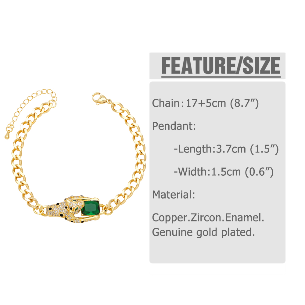 Hip-hop Exaggerated Fashion Cheetah Copper Plating Inlay Zircon 18k Gold Plated Bracelets display picture 1