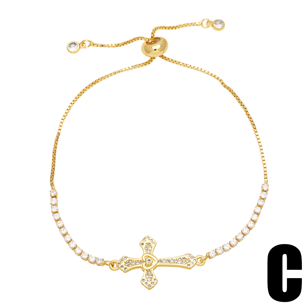 Fashion Simple Style Cross Copper Plating Inlay Zircon 18k Gold Plated Bracelets display picture 5