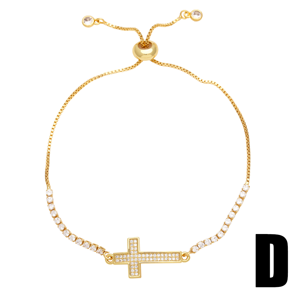 Fashion Simple Style Cross Copper Plating Inlay Zircon 18k Gold Plated Bracelets display picture 6