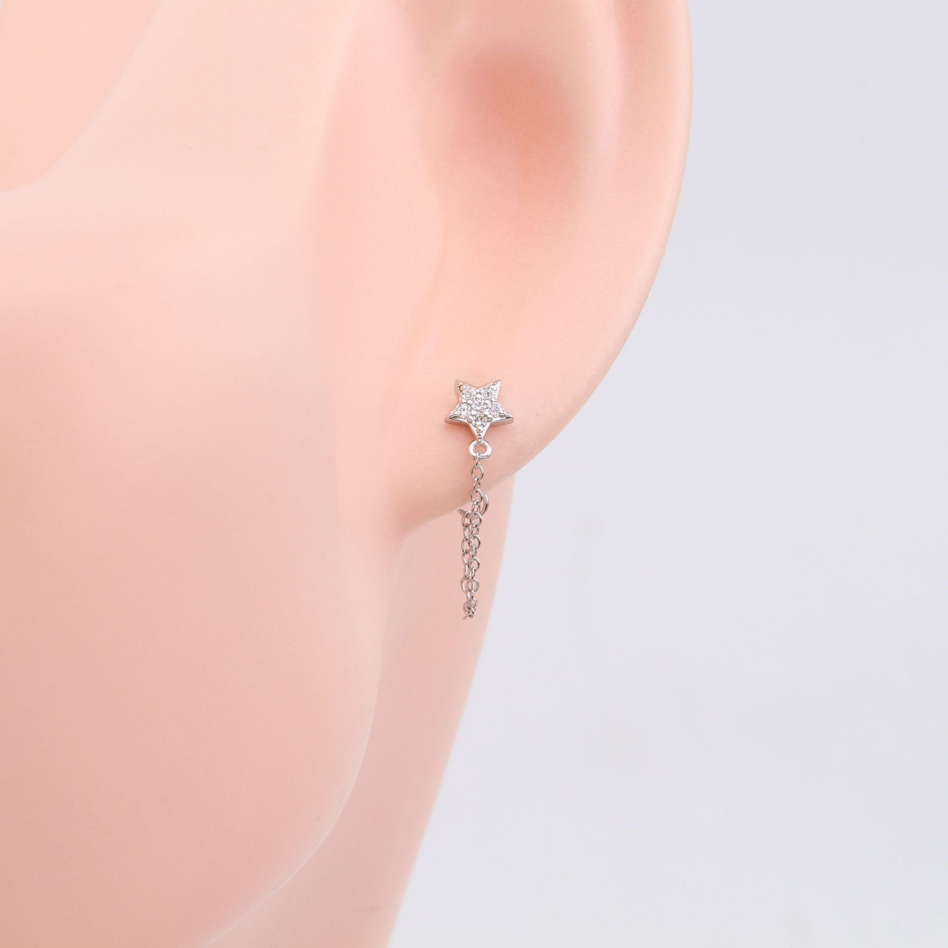 1 Pair Simple Style Star Sterling Silver Drop Earrings display picture 6