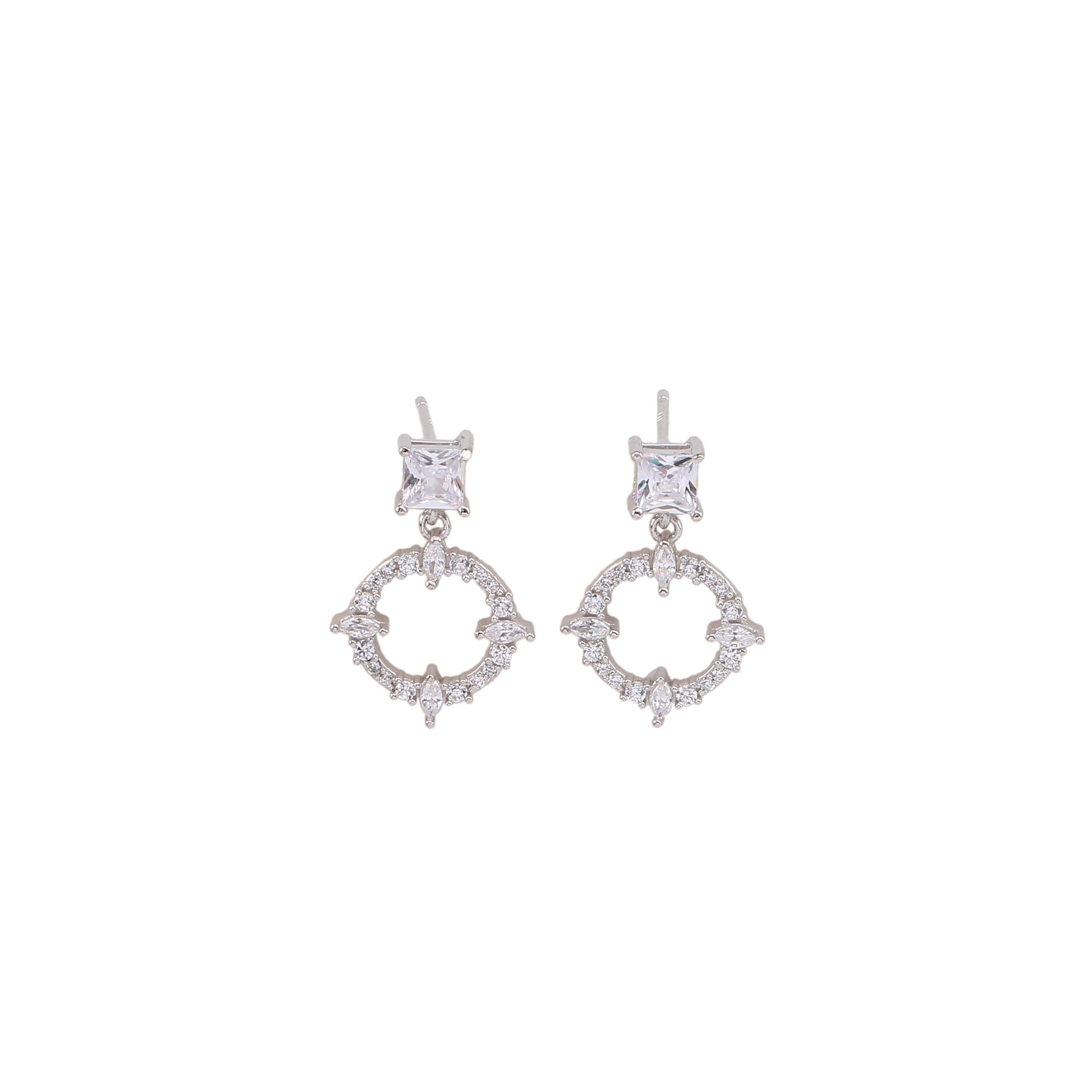 1 Pair Sweet Geometric Inlay Sterling Silver Zircon Drop Earrings display picture 3