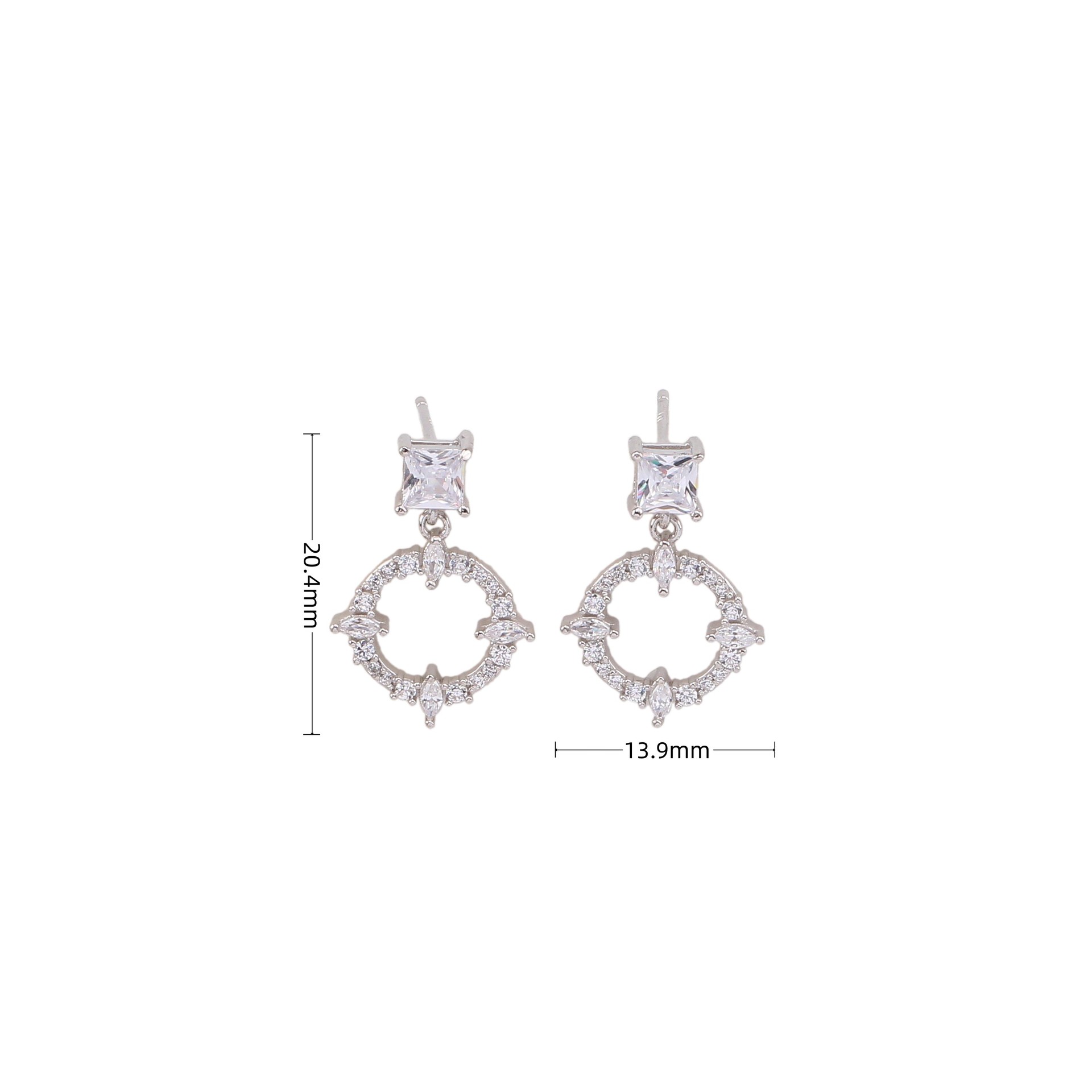 1 Pair Sweet Geometric Inlay Sterling Silver Zircon Drop Earrings display picture 4
