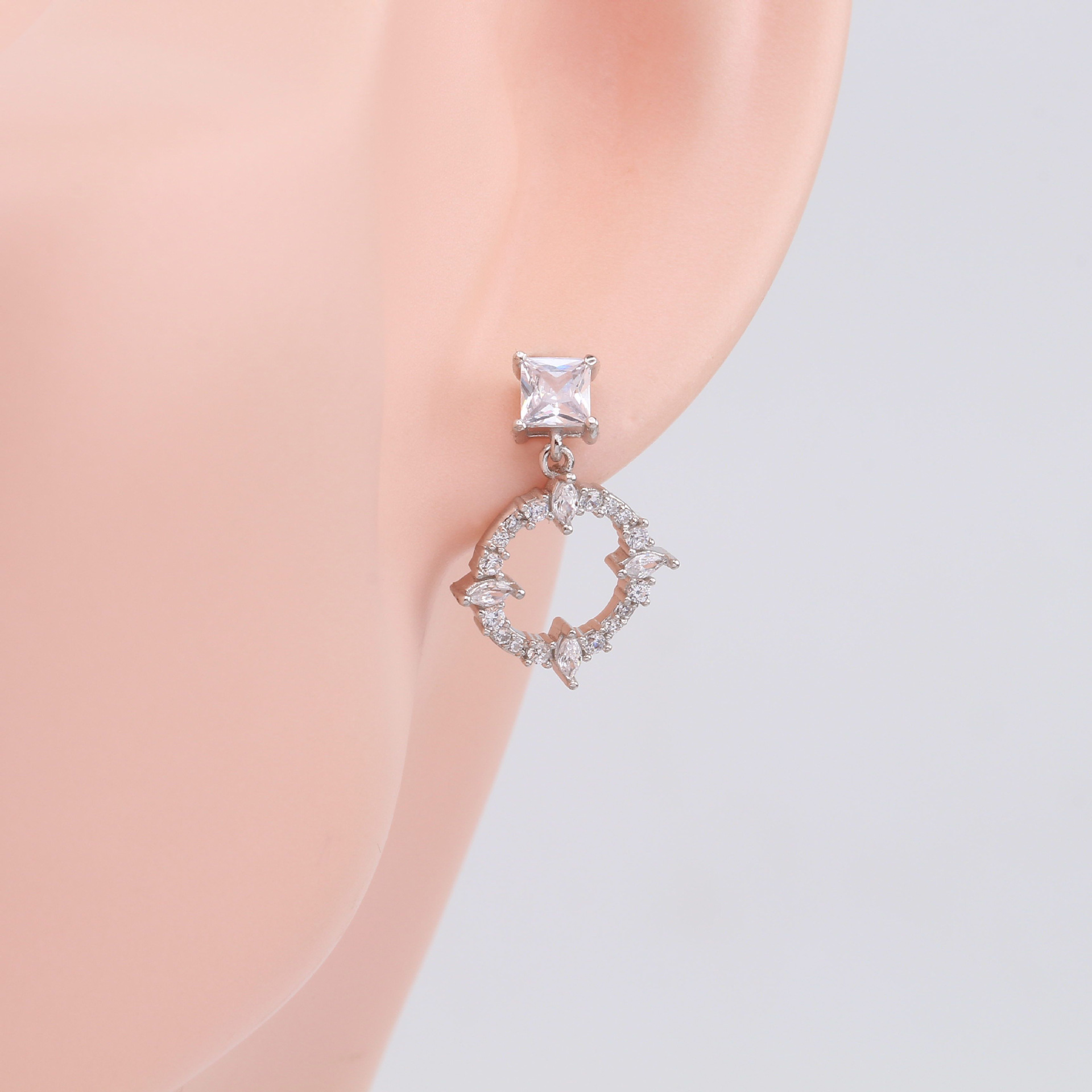 1 Pair Sweet Geometric Inlay Sterling Silver Zircon Drop Earrings display picture 6