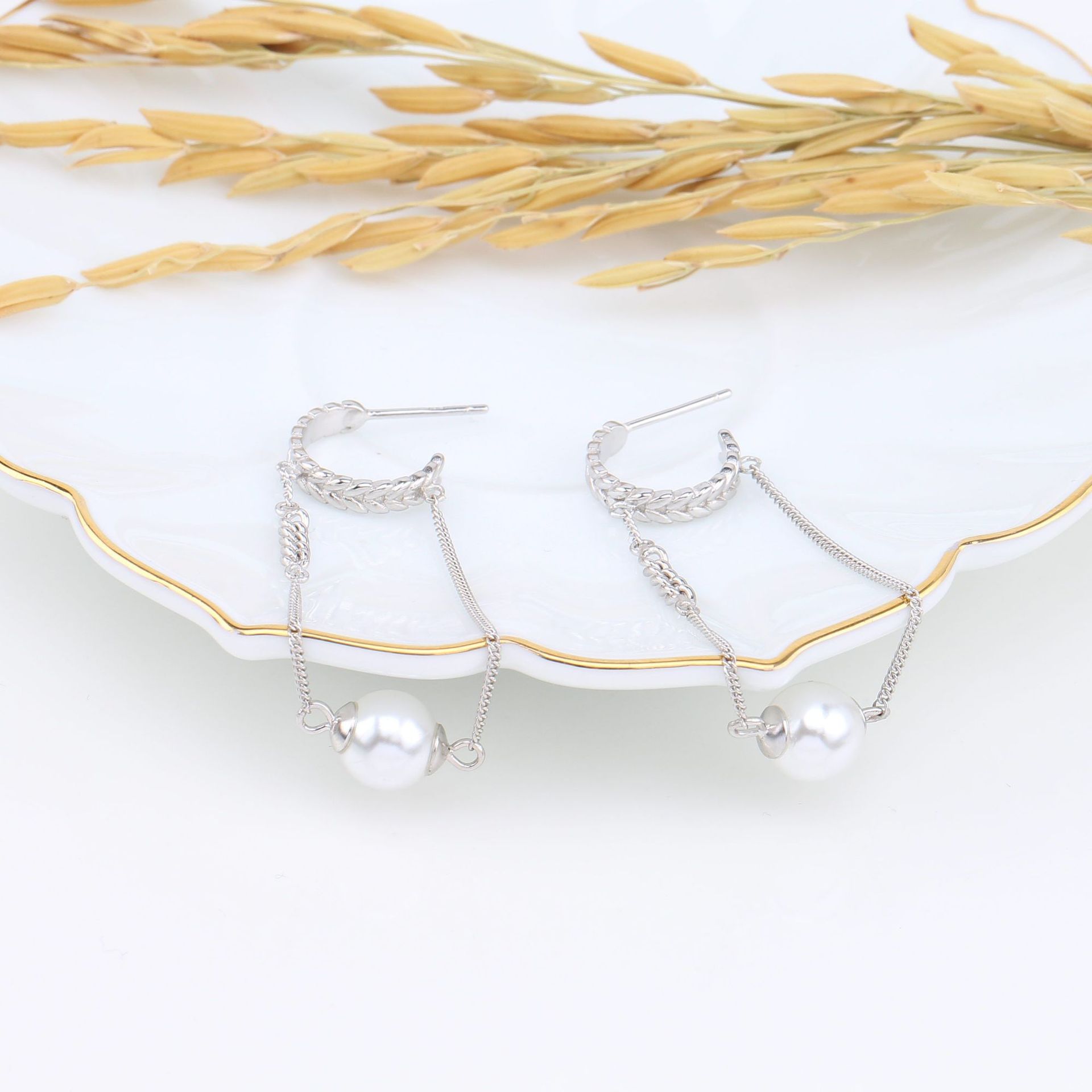 1 Pair Basic Solid Color Sterling Silver Drop Earrings display picture 8