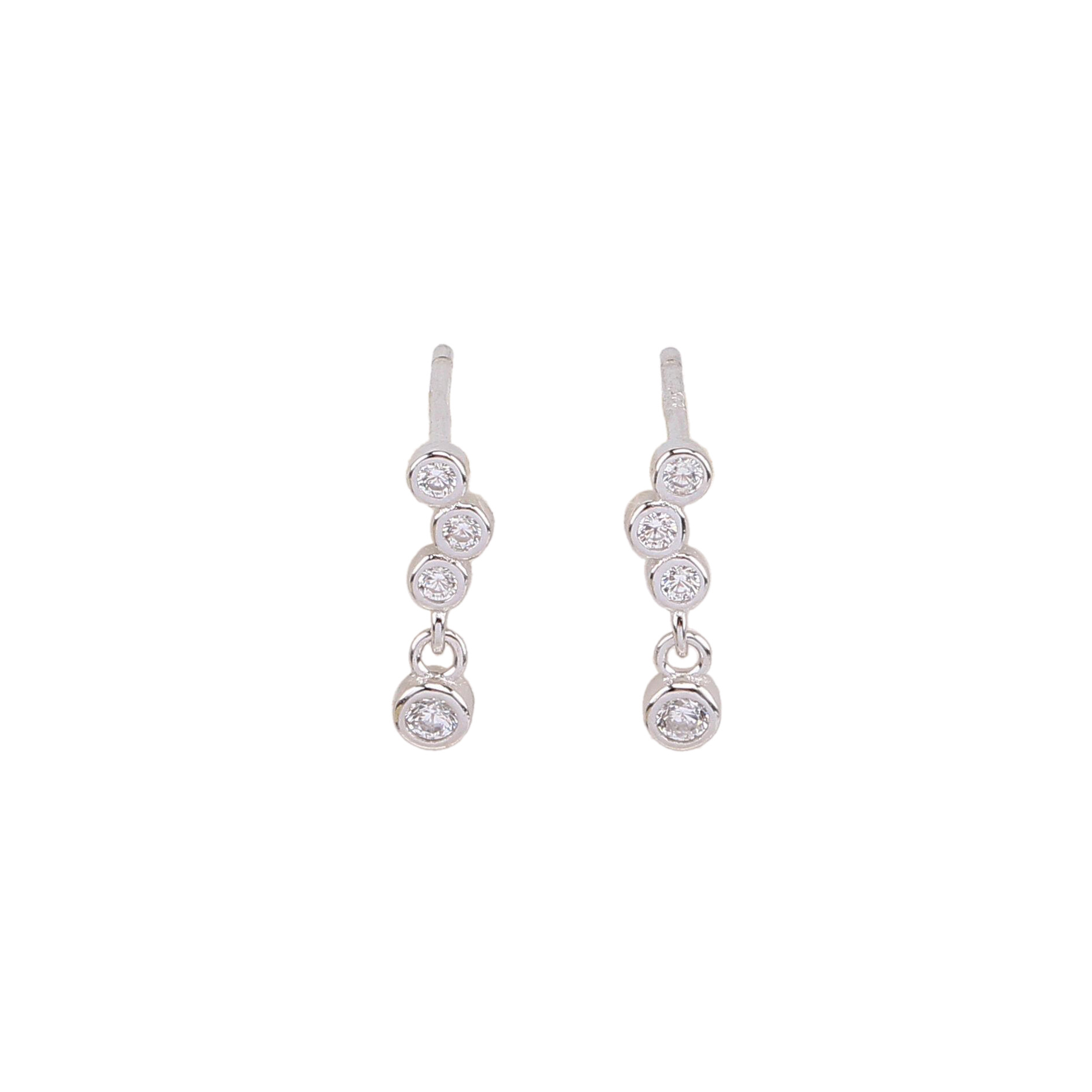 1 Paire Style Simple Couleur Unie Incruster Argent Sterling Zircon Boucles D'oreilles display picture 3