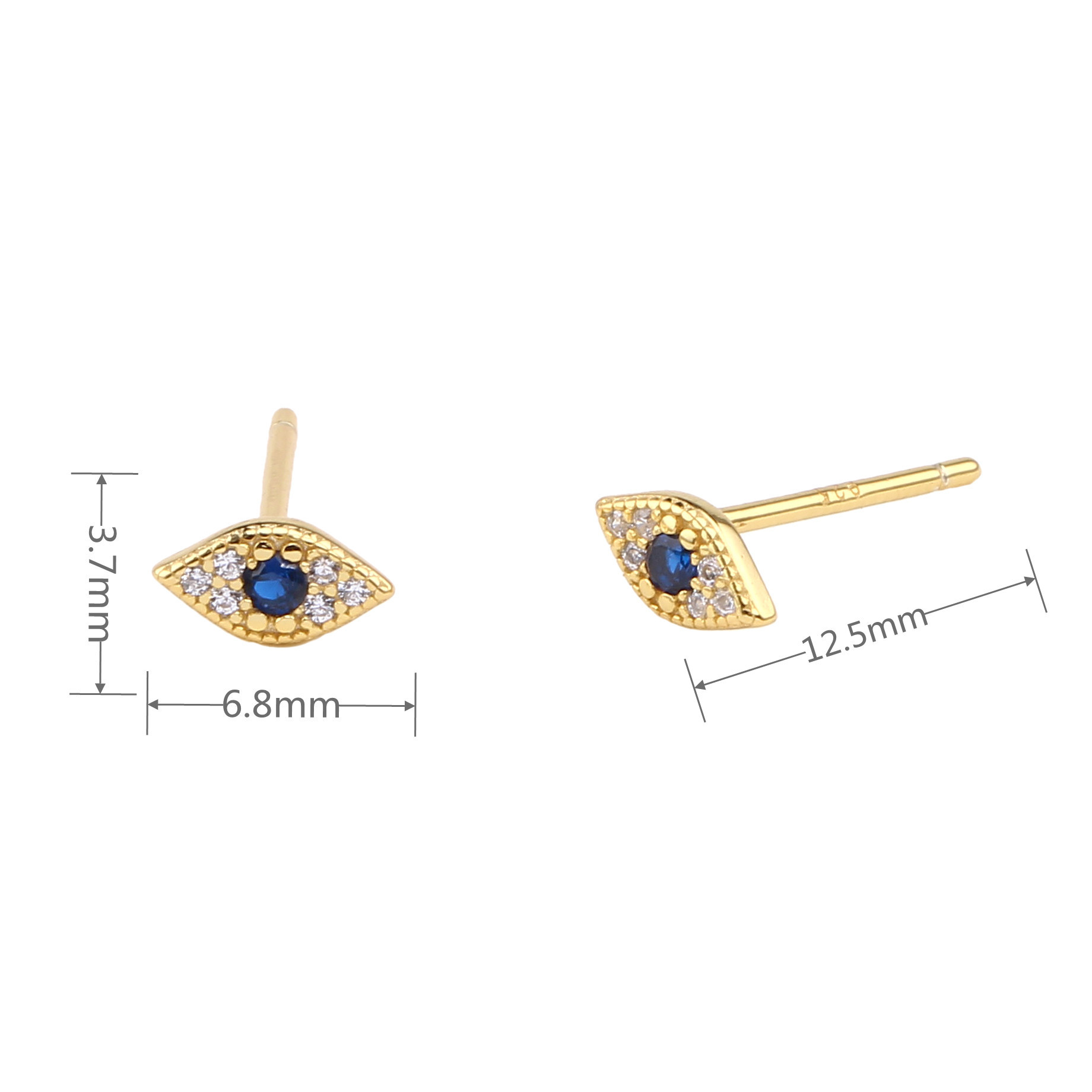 1 Pair Simple Style Eye Inlay Sterling Silver Artificial Gemstones Ear Studs display picture 4
