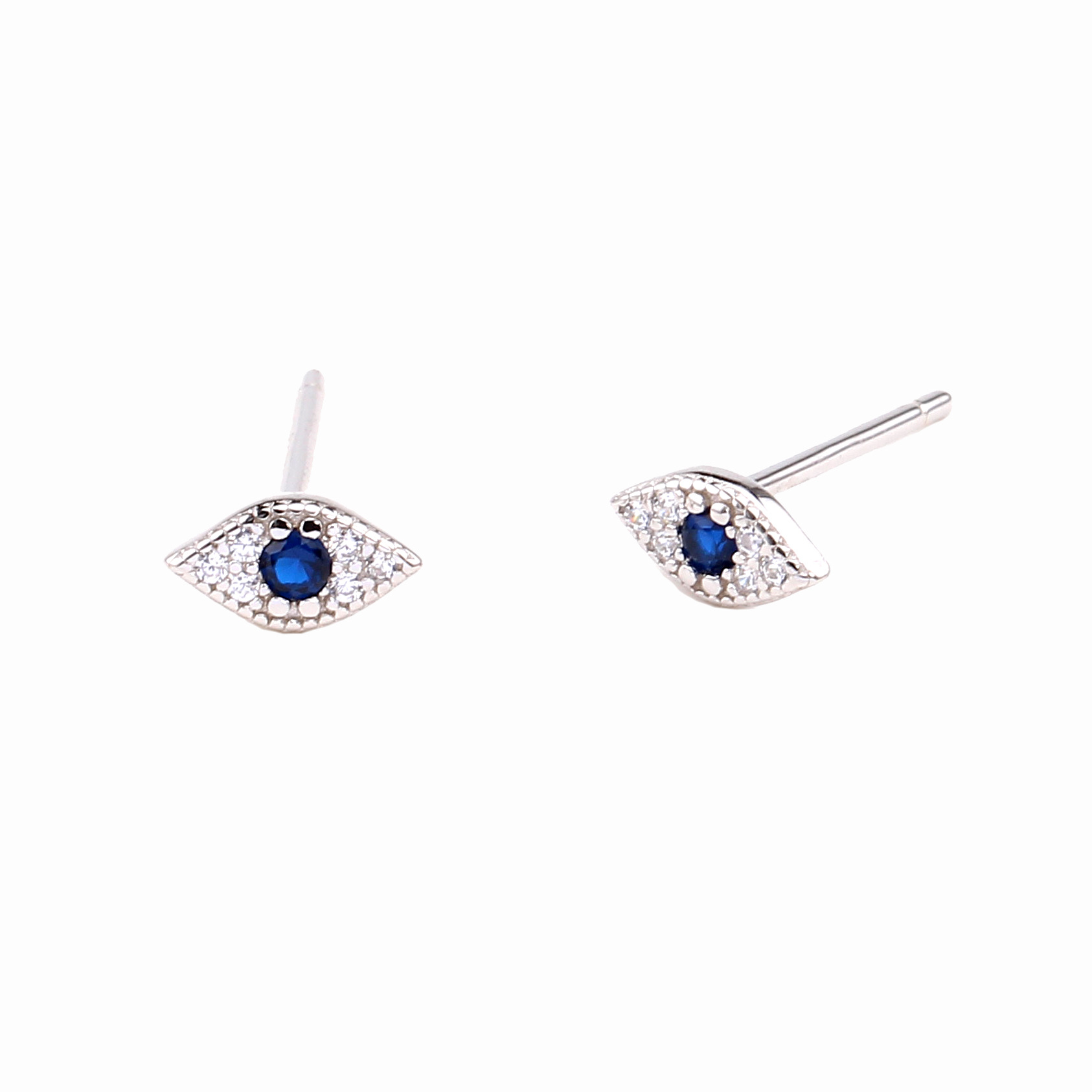 1 Pair Simple Style Eye Inlay Sterling Silver Artificial Gemstones Ear Studs display picture 5