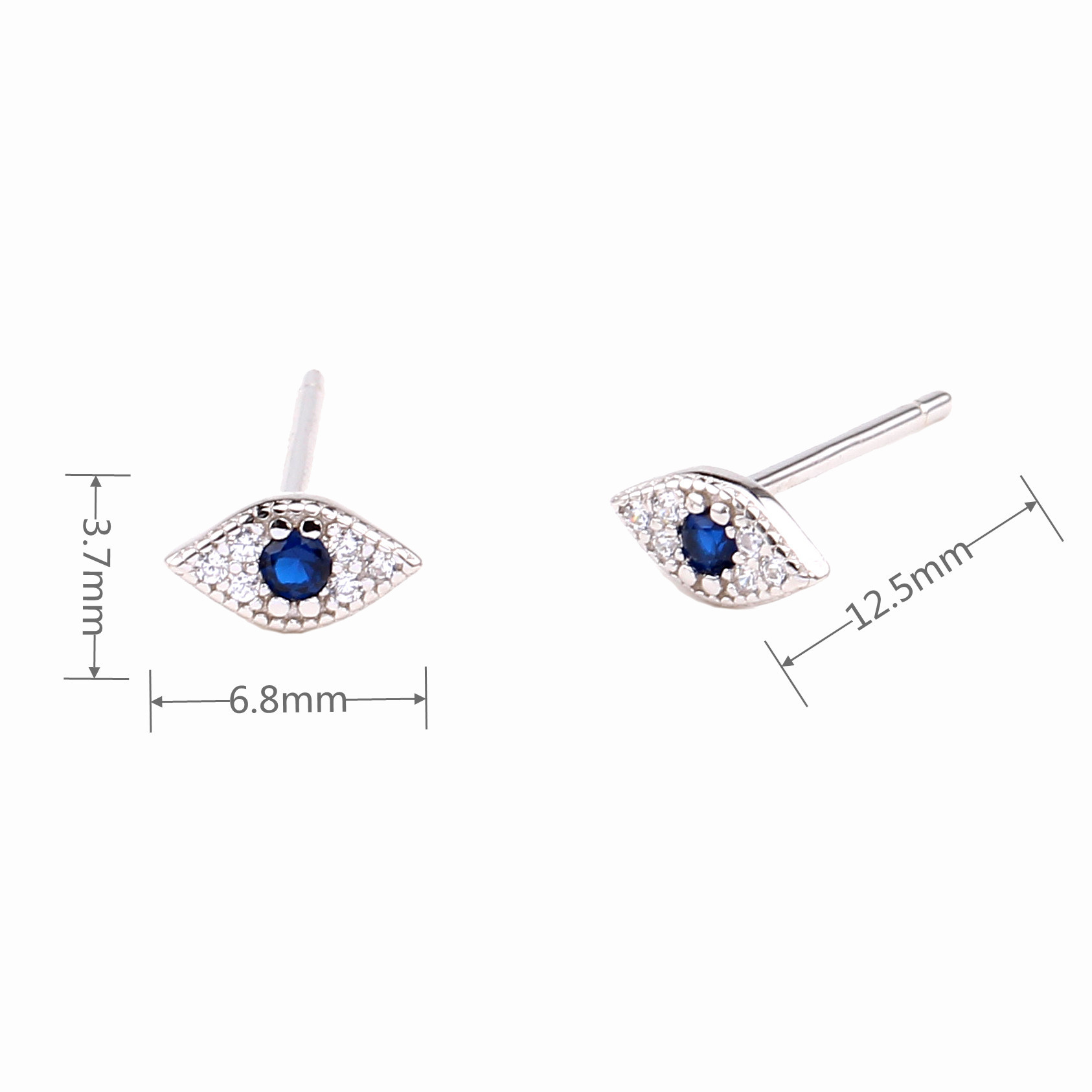 1 Pair Simple Style Eye Inlay Sterling Silver Artificial Gemstones Ear Studs display picture 6