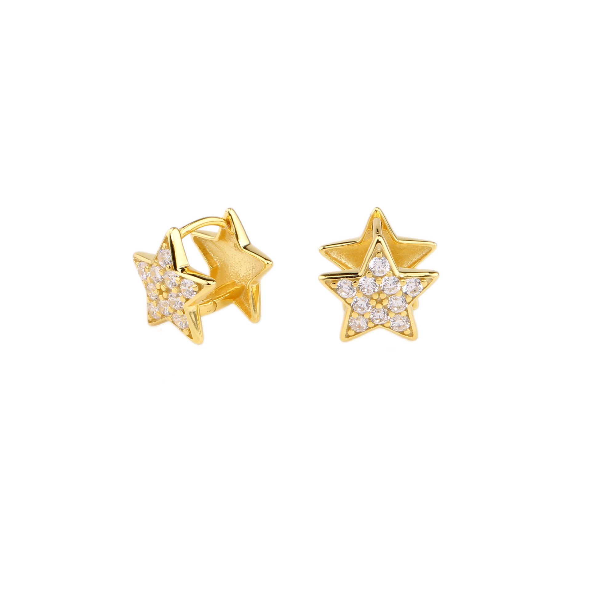 1 Pair Commute Star Plating Inlay Sterling Silver Zircon Earrings display picture 3