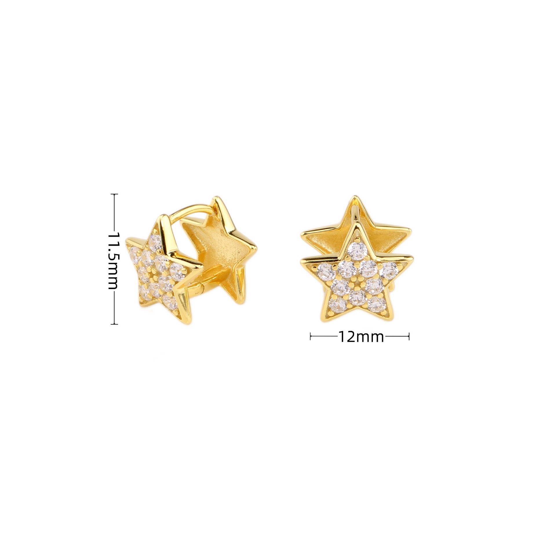 1 Paire Commuer Star Placage Incruster Argent Sterling Zircon Des Boucles D'oreilles display picture 4