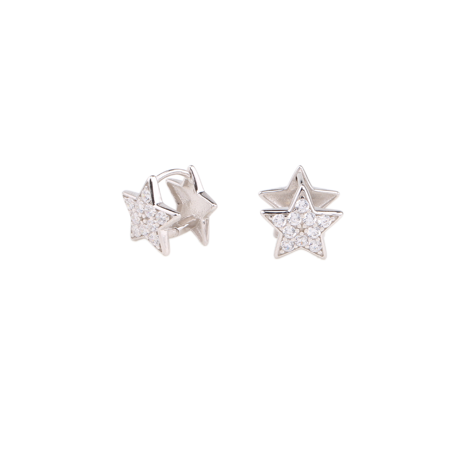 1 Pair Commute Star Plating Inlay Sterling Silver Zircon Earrings display picture 5