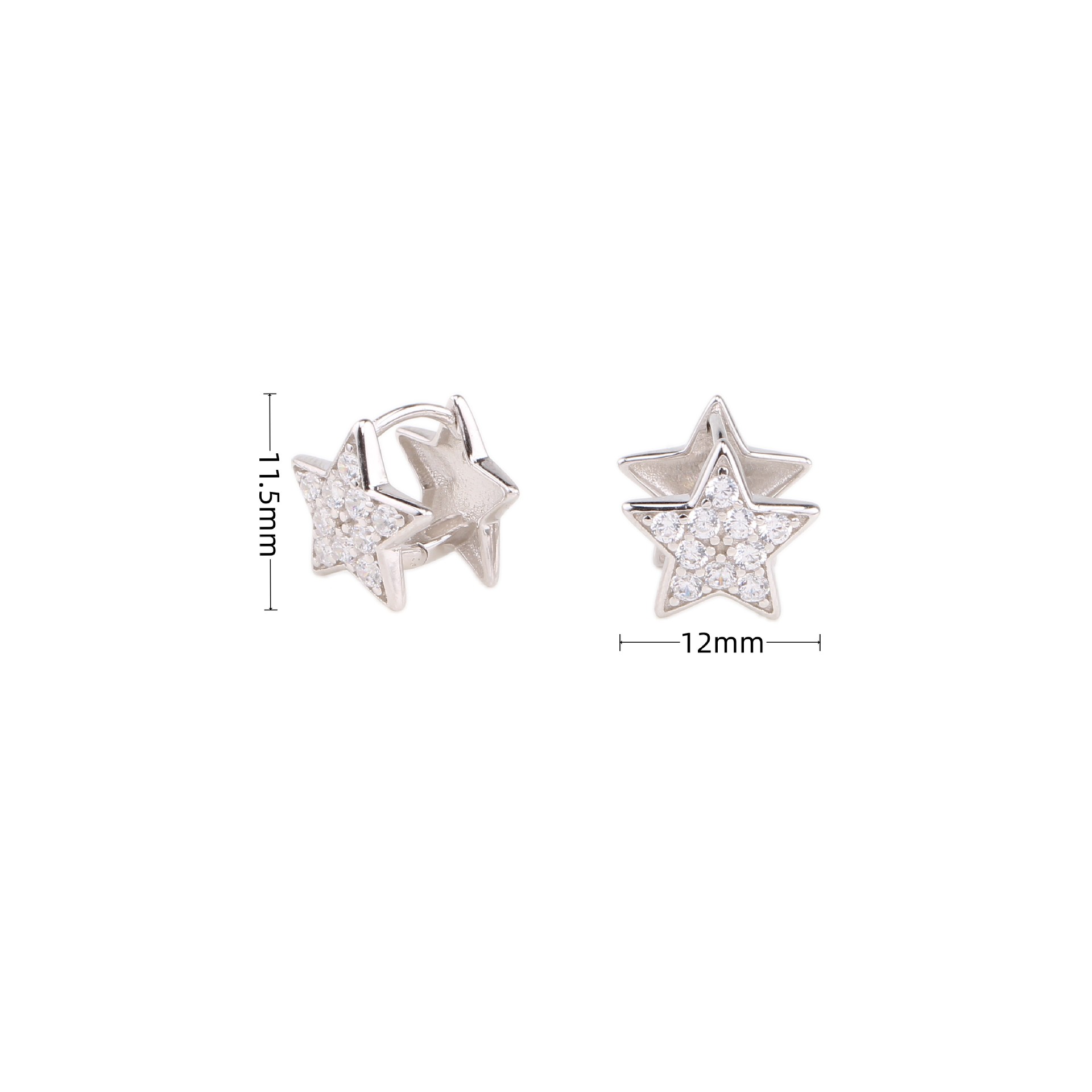 1 Pair Commute Star Plating Inlay Sterling Silver Zircon Earrings display picture 6