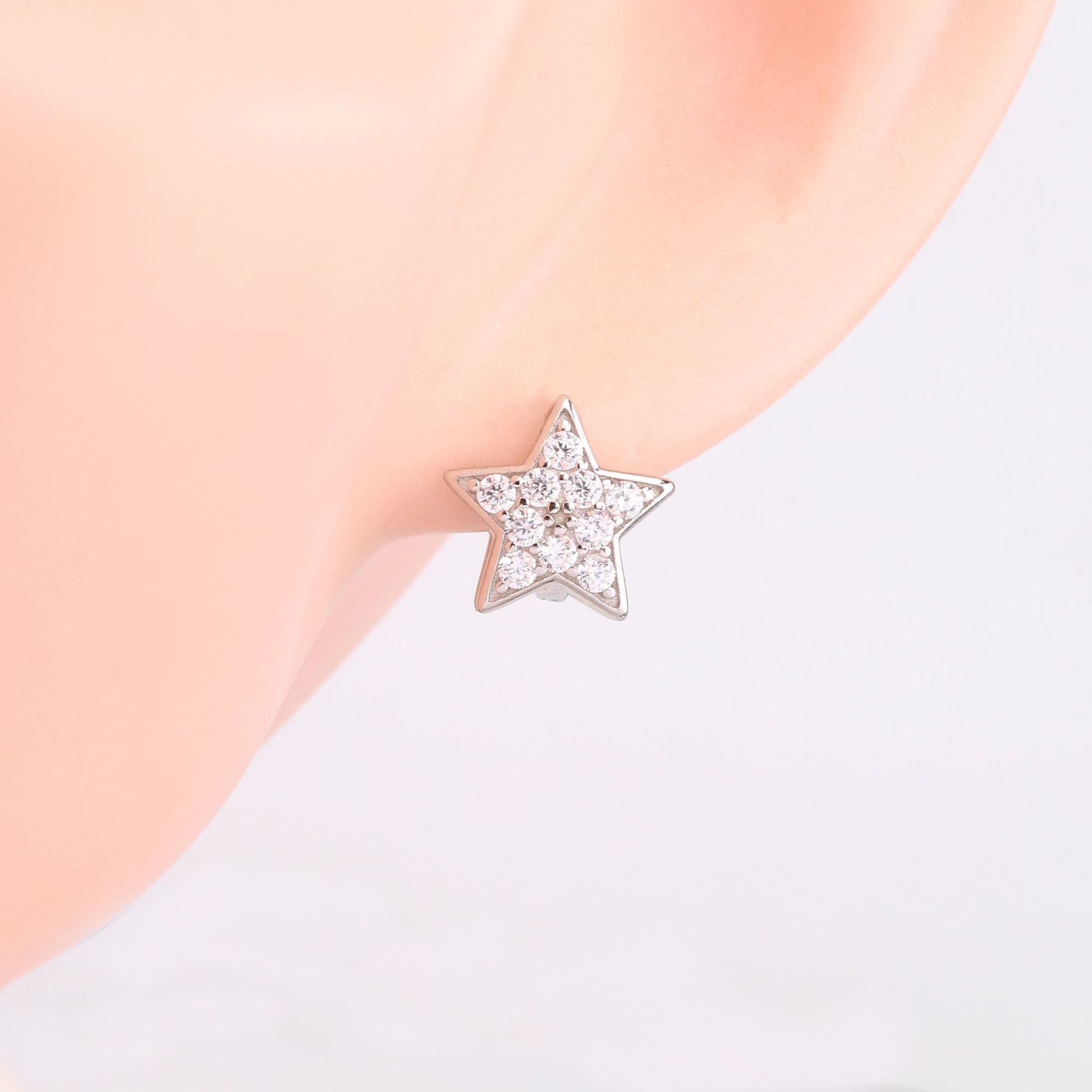 1 Pair Commute Star Plating Inlay Sterling Silver Zircon Earrings display picture 8
