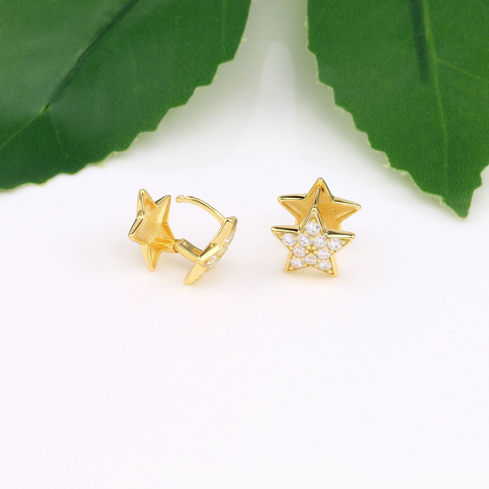 1 Pair Commute Star Plating Inlay Sterling Silver Zircon Earrings display picture 13