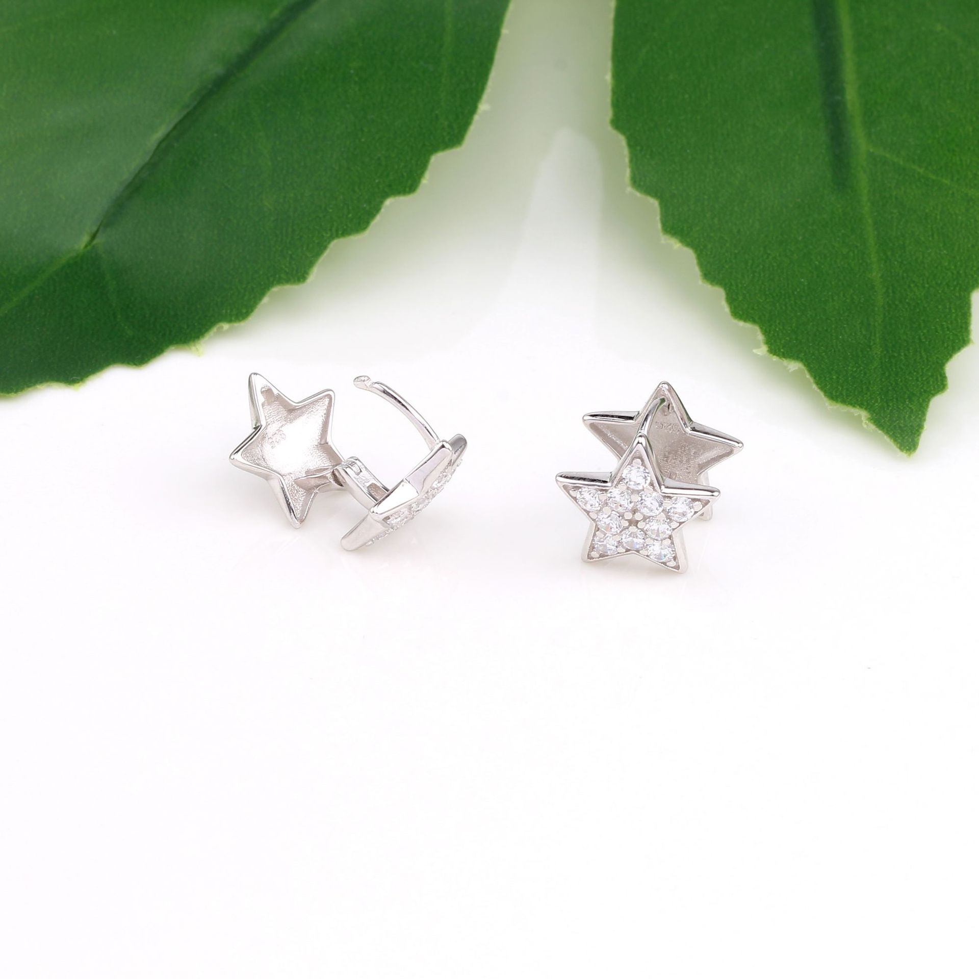 1 Pair Commute Star Plating Inlay Sterling Silver Zircon Earrings display picture 14