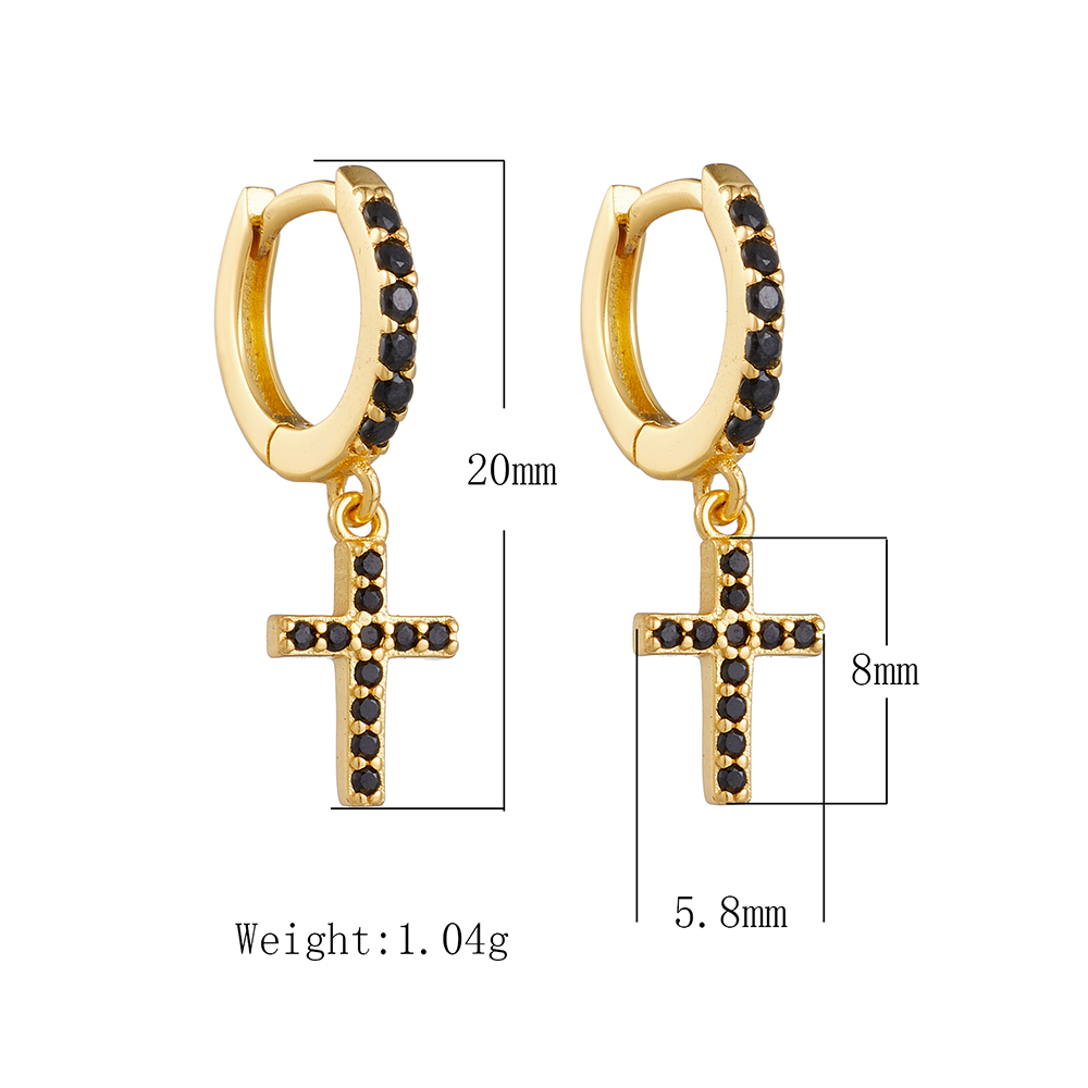 1 Pair Ig Style Cross Plating Inlay Sterling Silver Zircon 18k Gold Plated Earrings display picture 4