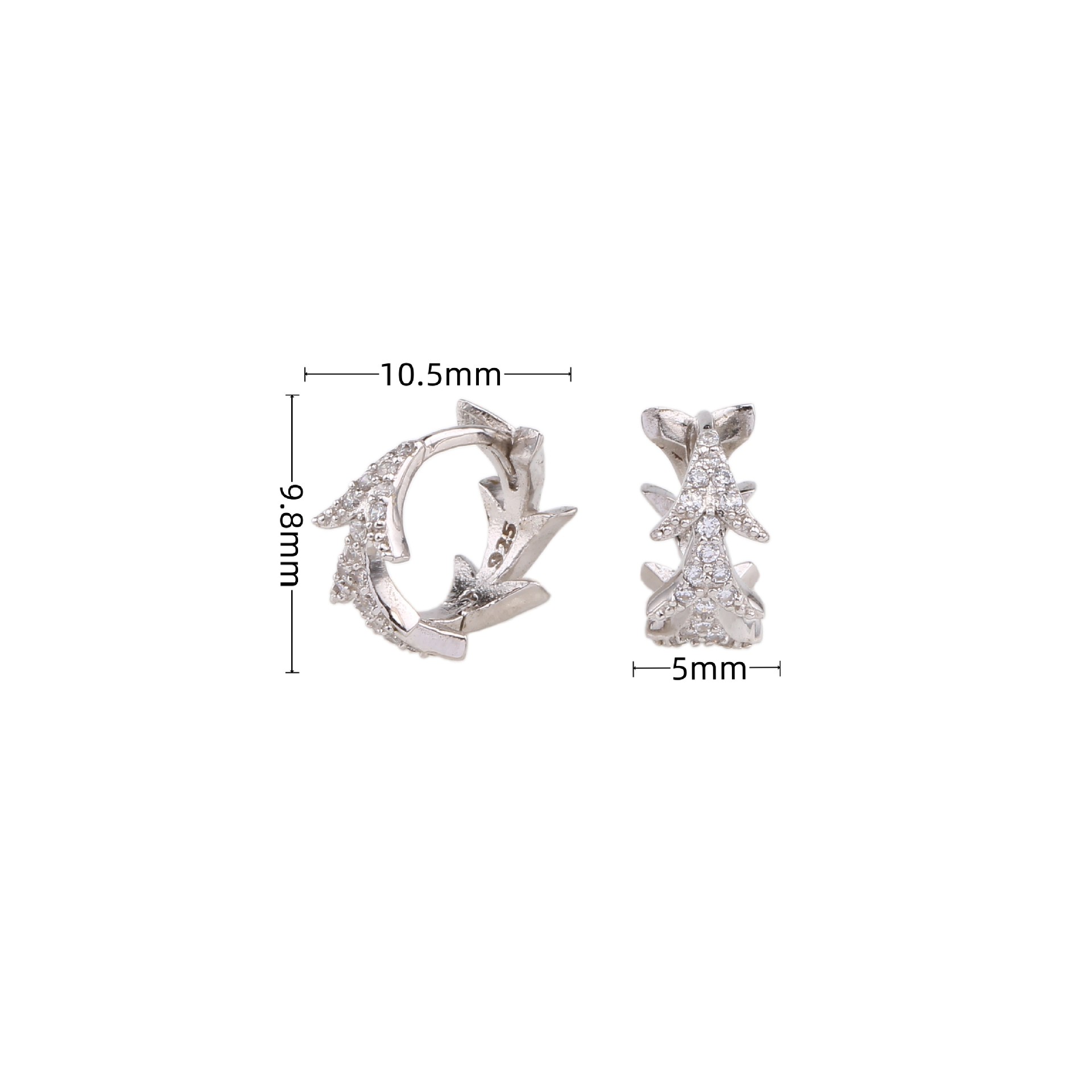 1 Paar Basic Korn Überzug Inlay Sterling Silber Zirkon Ohrringe display picture 6