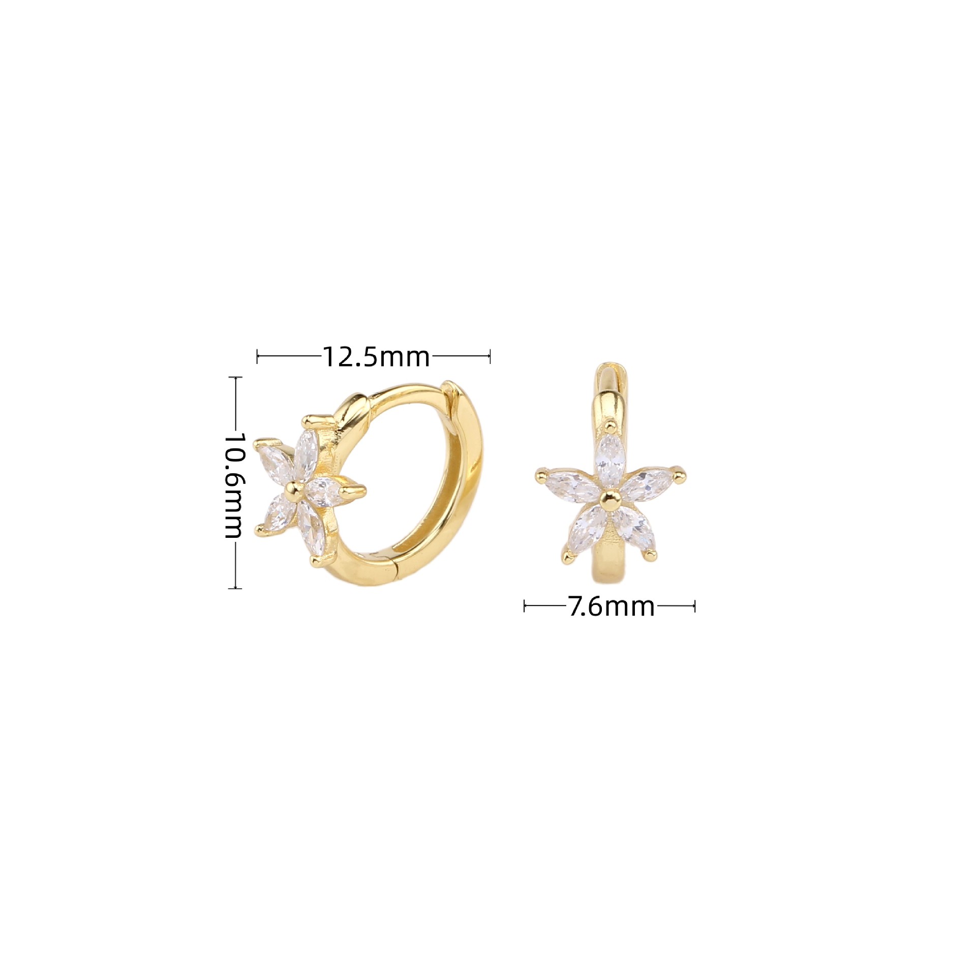 1 Paire Style Simple Fleur Incruster Argent Sterling Zircon Des Boucles D'oreilles display picture 1
