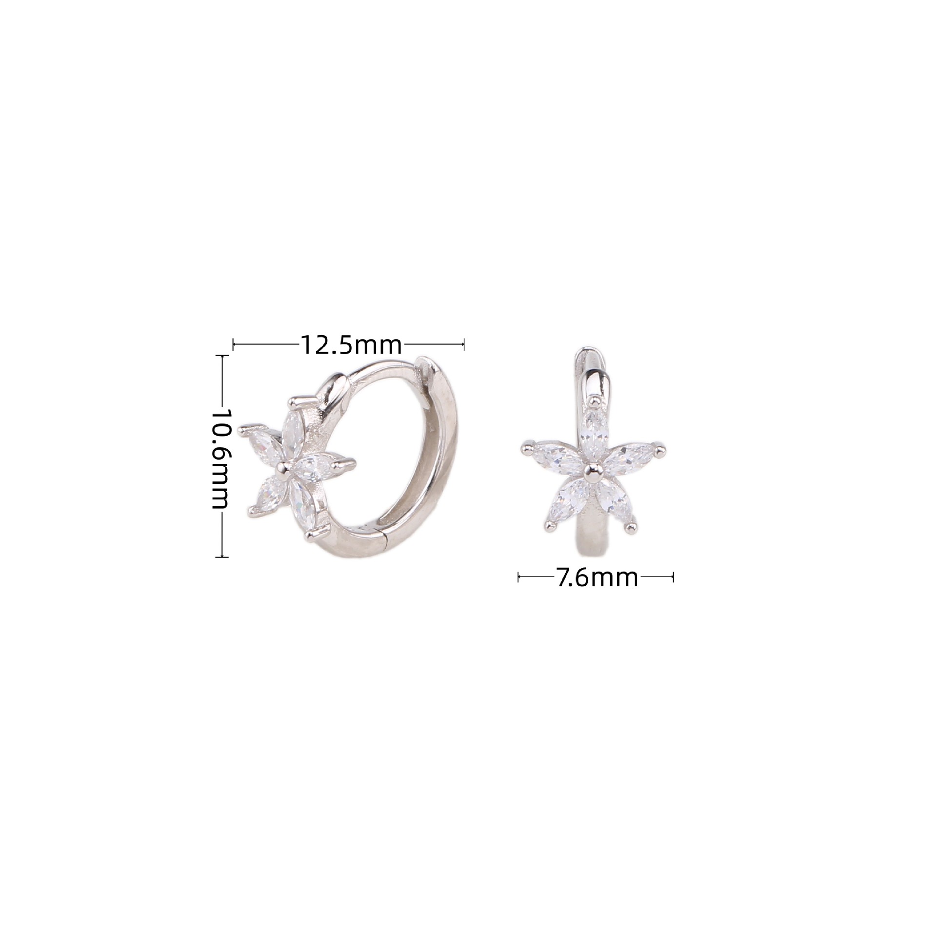 1 Paar Einfacher Stil Blume Inlay Sterling Silber Zirkon Ohrringe display picture 3