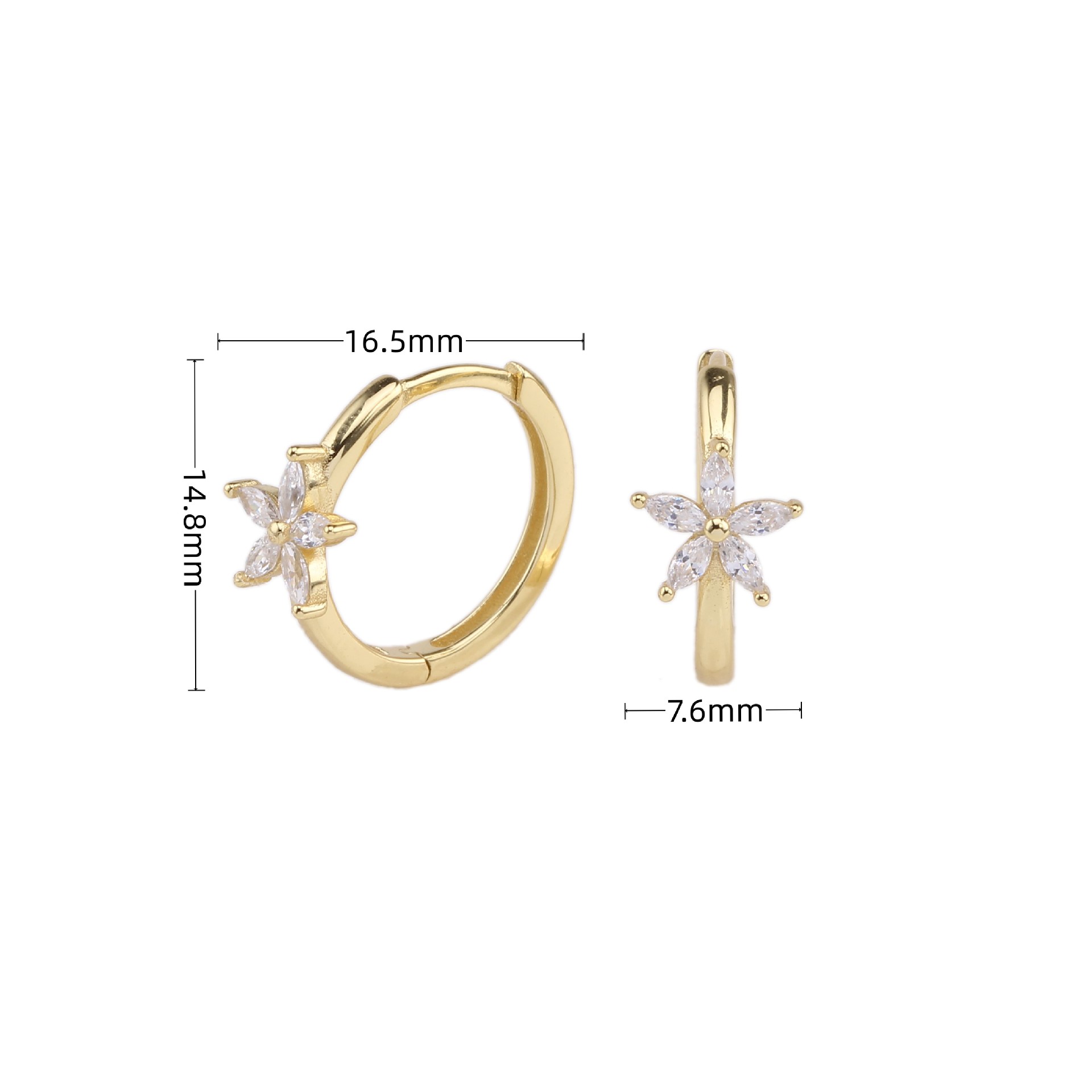 1 Paire Style Simple Fleur Incruster Argent Sterling Zircon Des Boucles D'oreilles display picture 21