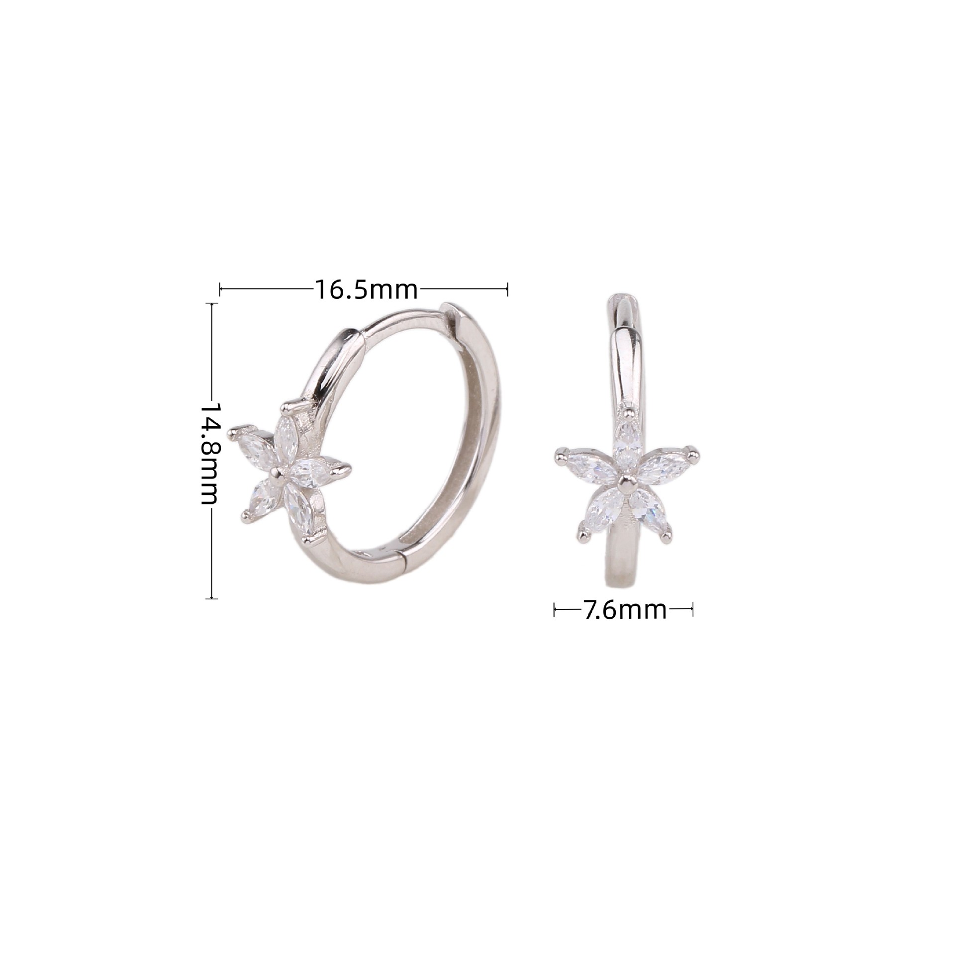 1 Pair Simple Style Flower Inlay Sterling Silver Zircon Earrings display picture 23