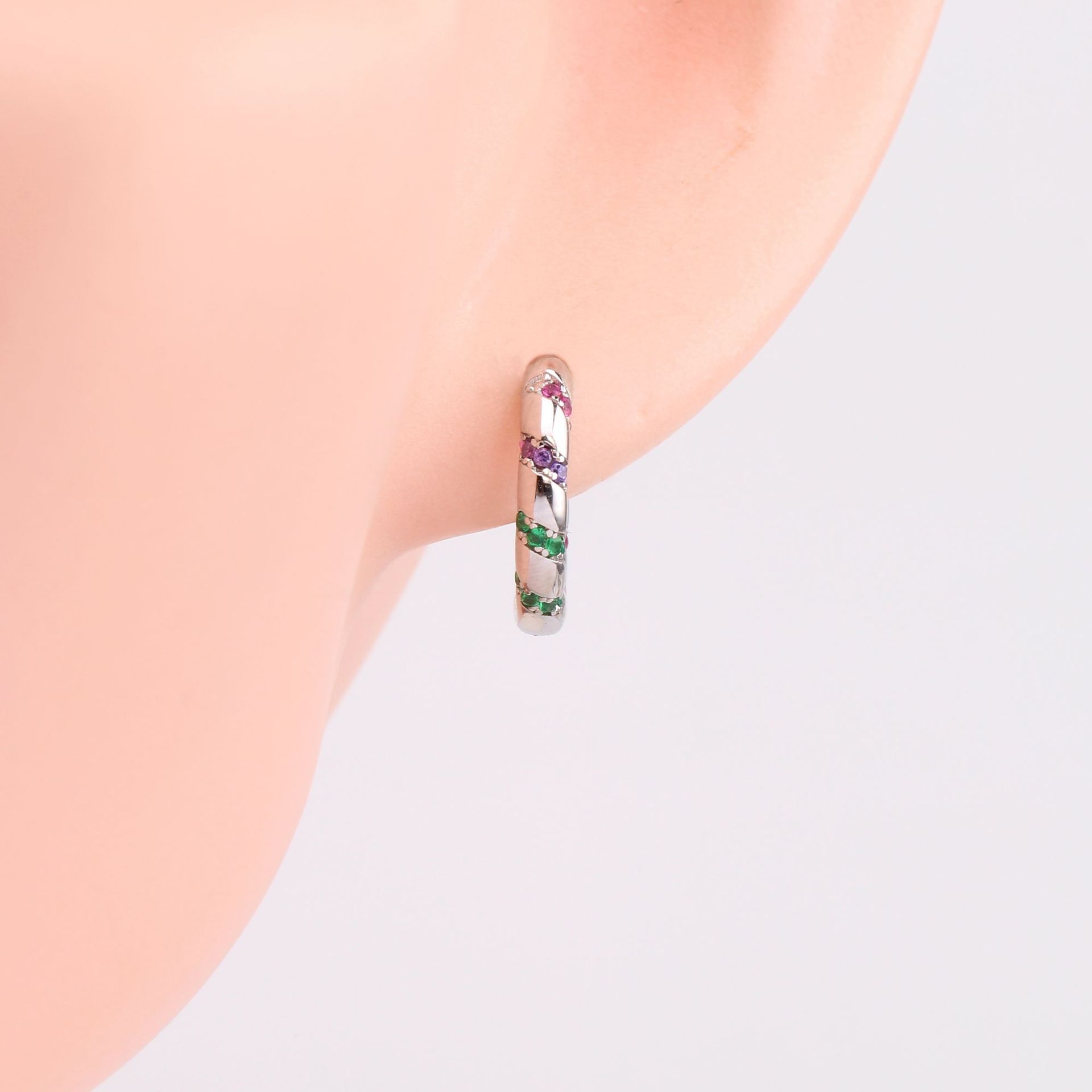 1 Paire Style Simple Bloc De Couleur Incruster Argent Sterling Zircon Des Boucles D'oreilles display picture 18