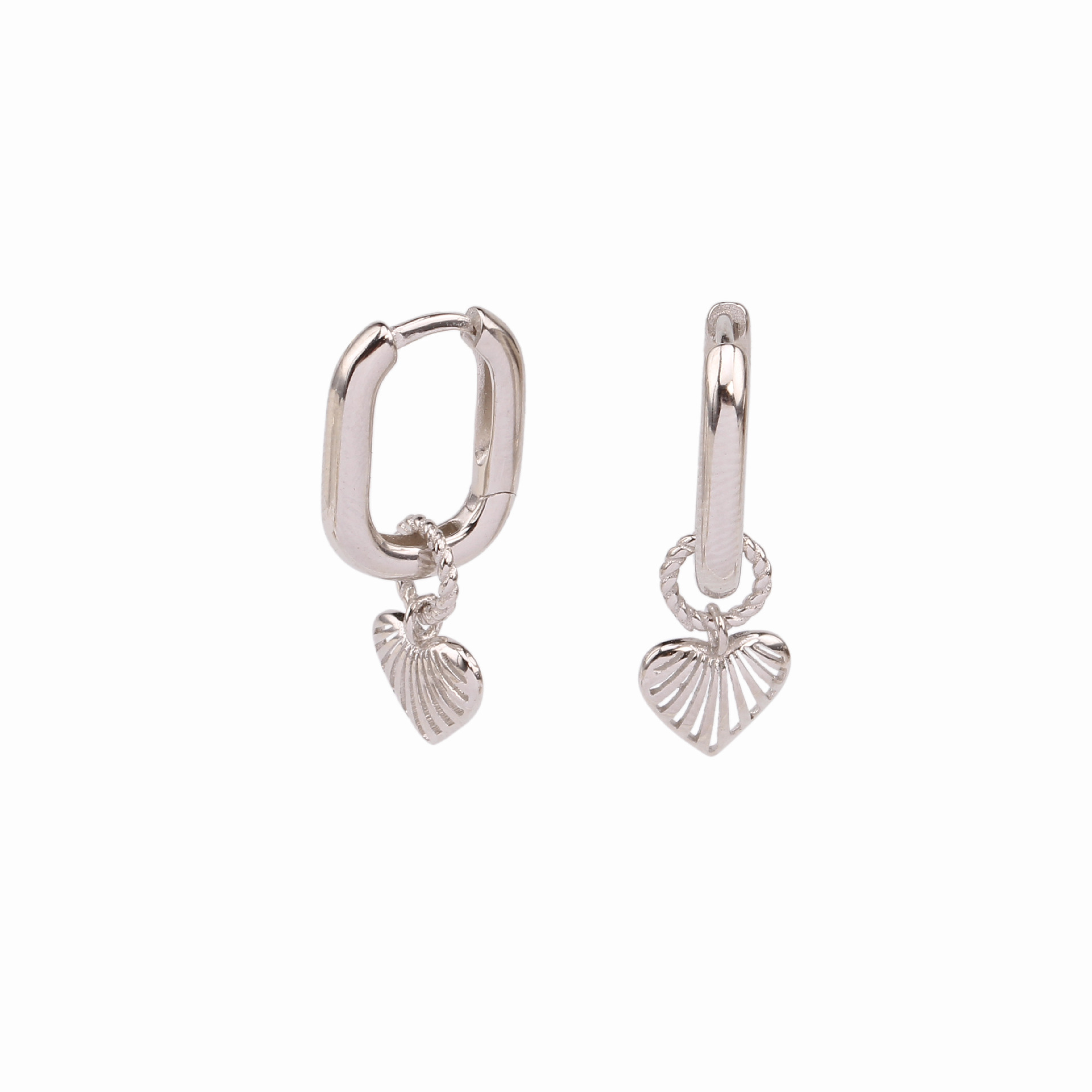 1 Pair Simple Style Heart Shape Sterling Silver Drop Earrings display picture 3