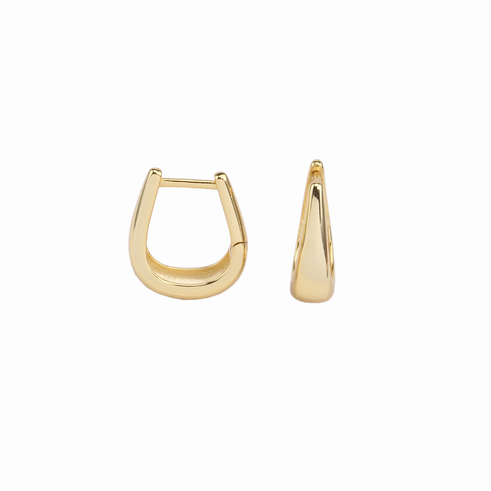 1 Pair Simple Style U Shape Plating Sterling Silver Gold Plated Earrings display picture 1