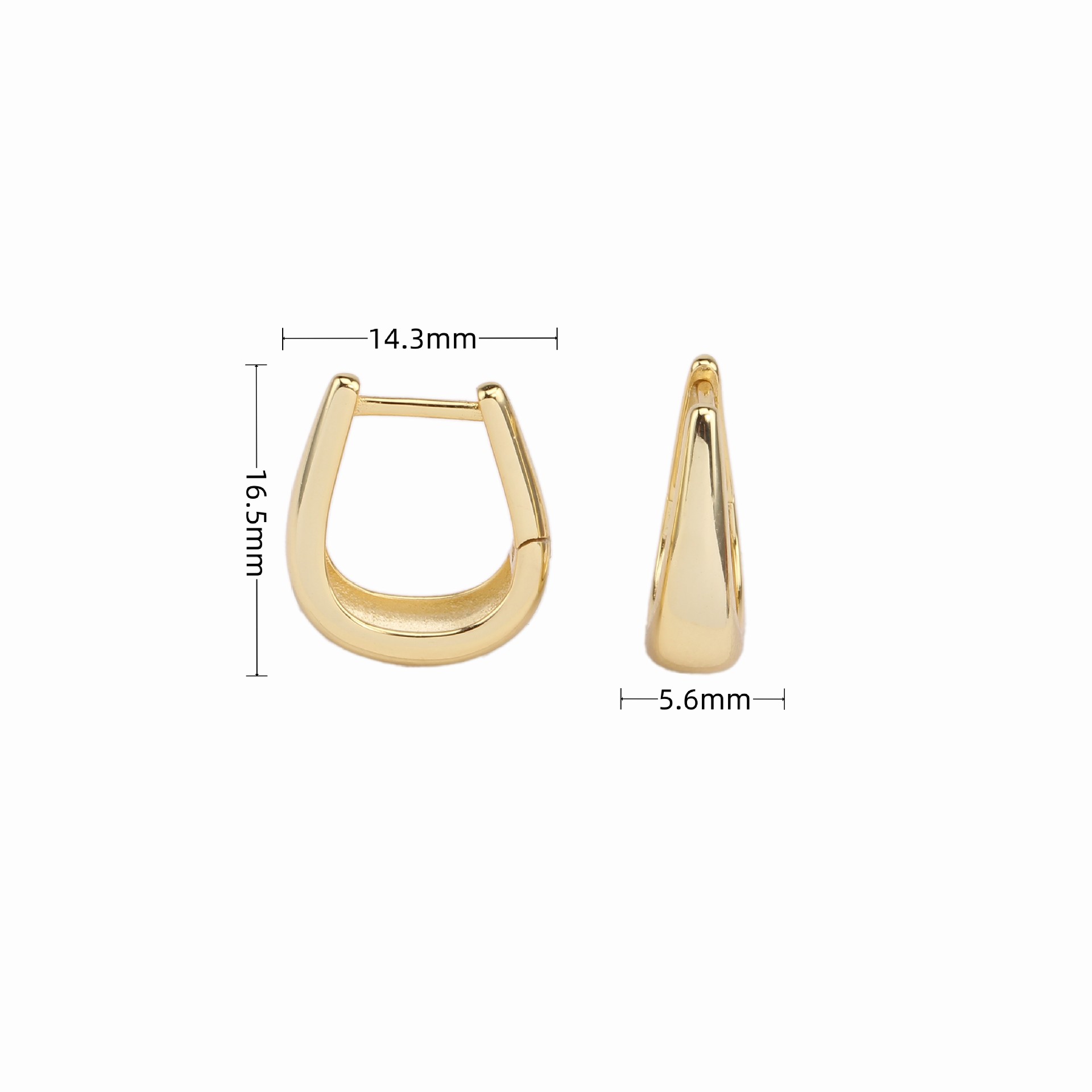 1 Pair Simple Style U Shape Plating Sterling Silver Gold Plated Earrings display picture 2