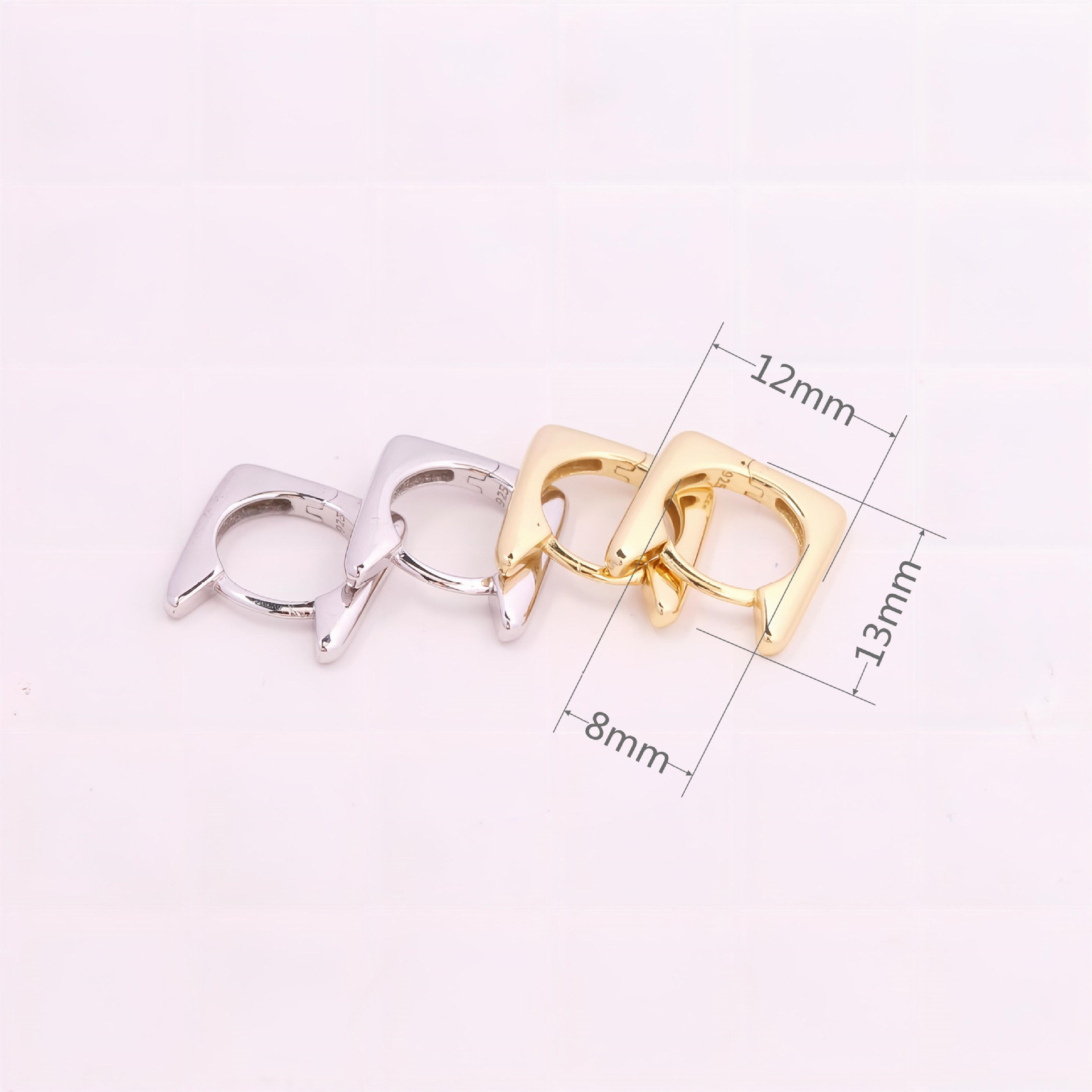 1 Pair Simple Style Solid Color Sterling Silver Earrings display picture 2