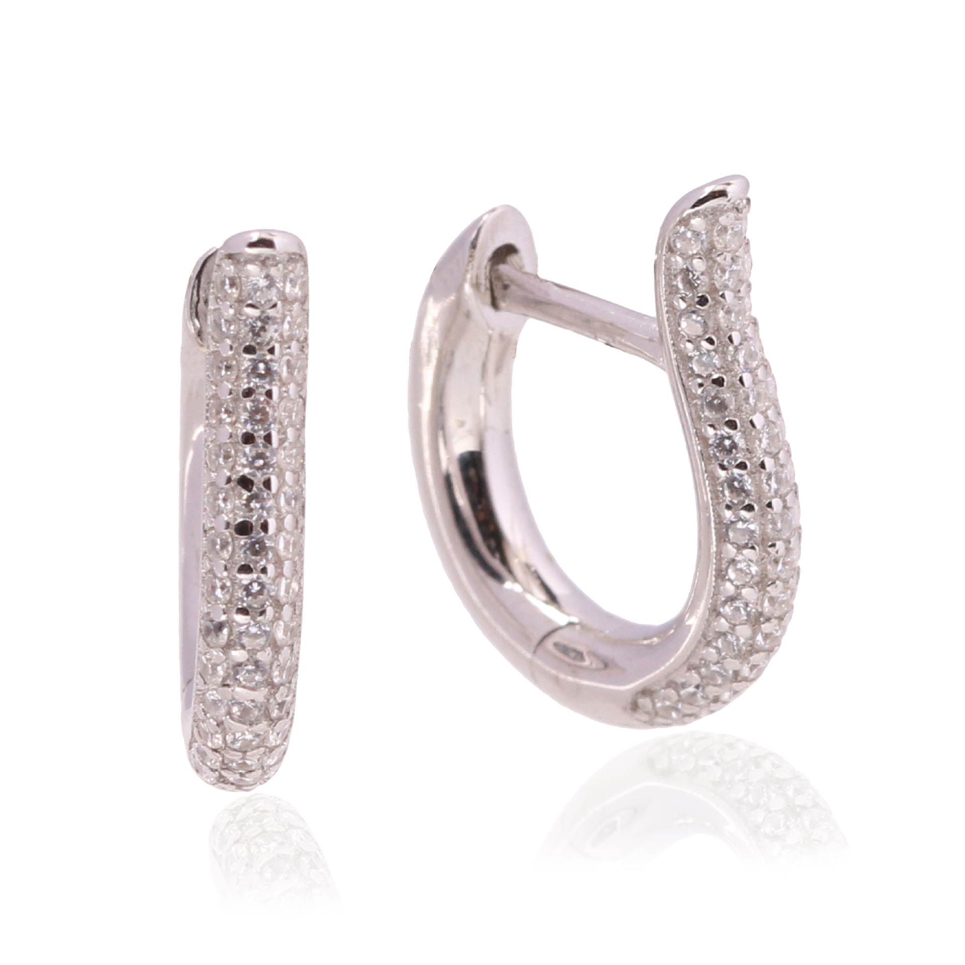 1 Pair Simple Style Solid Color Inlay Sterling Silver Rhinestones Earrings display picture 2