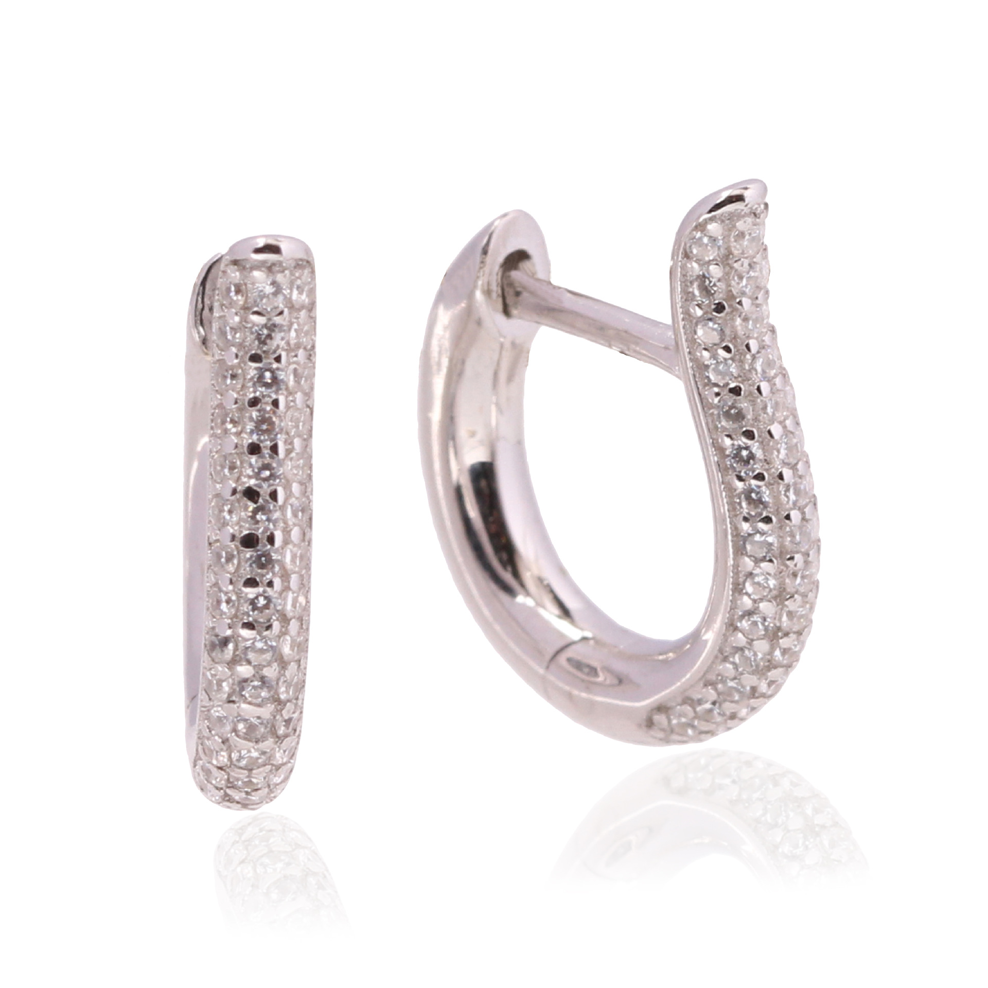 1 Paire Style Simple Couleur Unie Incruster Argent Sterling Strass Des Boucles D'oreilles display picture 2