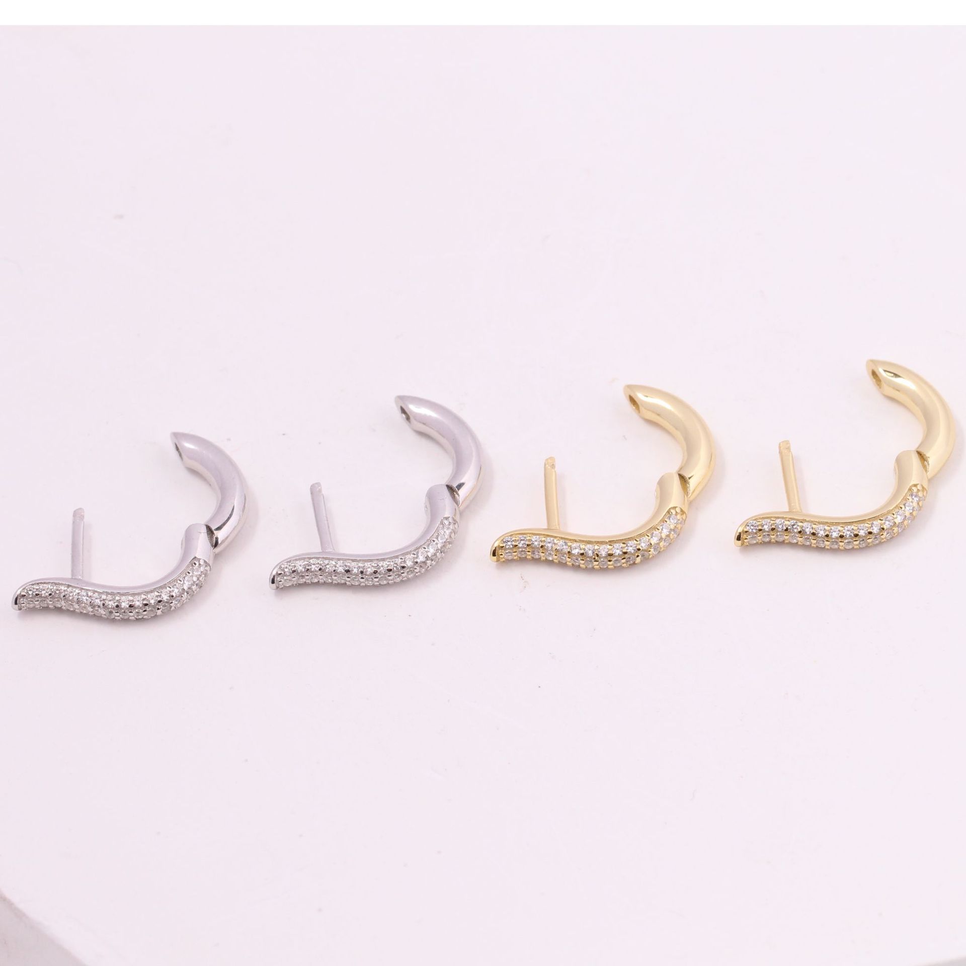 1 Paire Style Simple Couleur Unie Incruster Argent Sterling Strass Des Boucles D'oreilles display picture 6