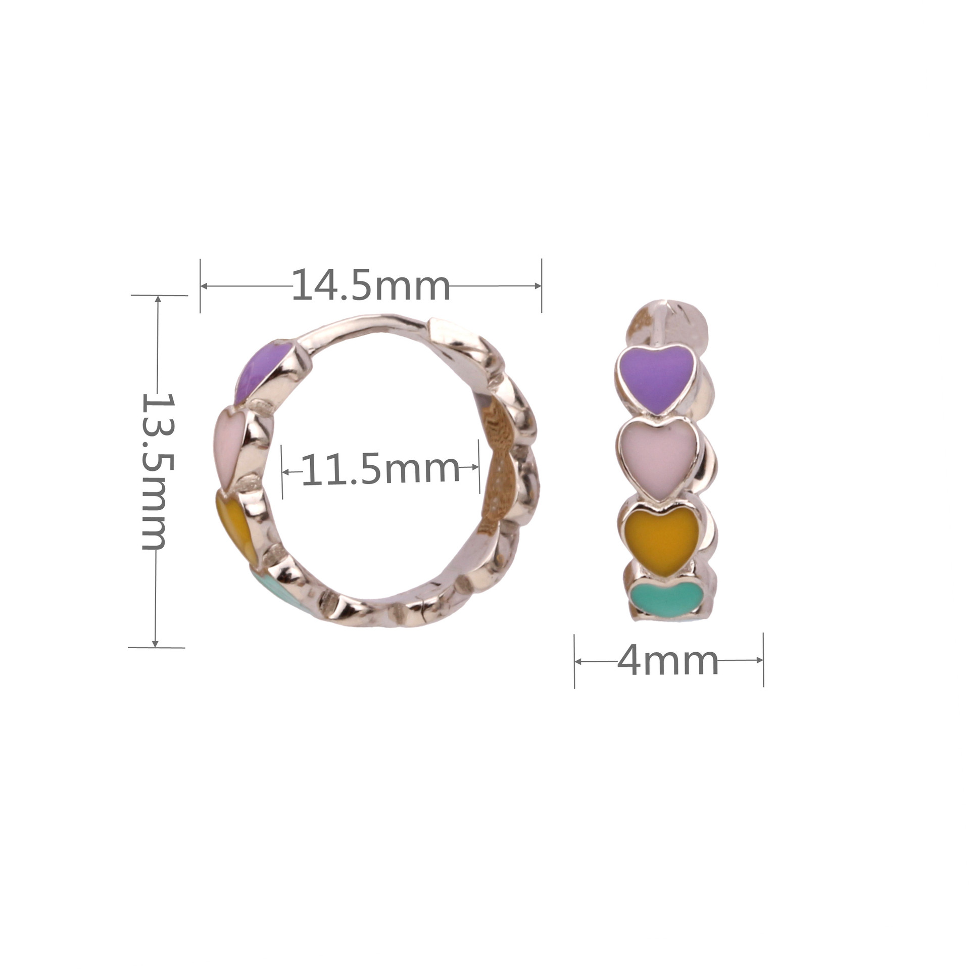 1 Pair Simple Style Heart Shape Enamel Sterling Silver Earrings display picture 2