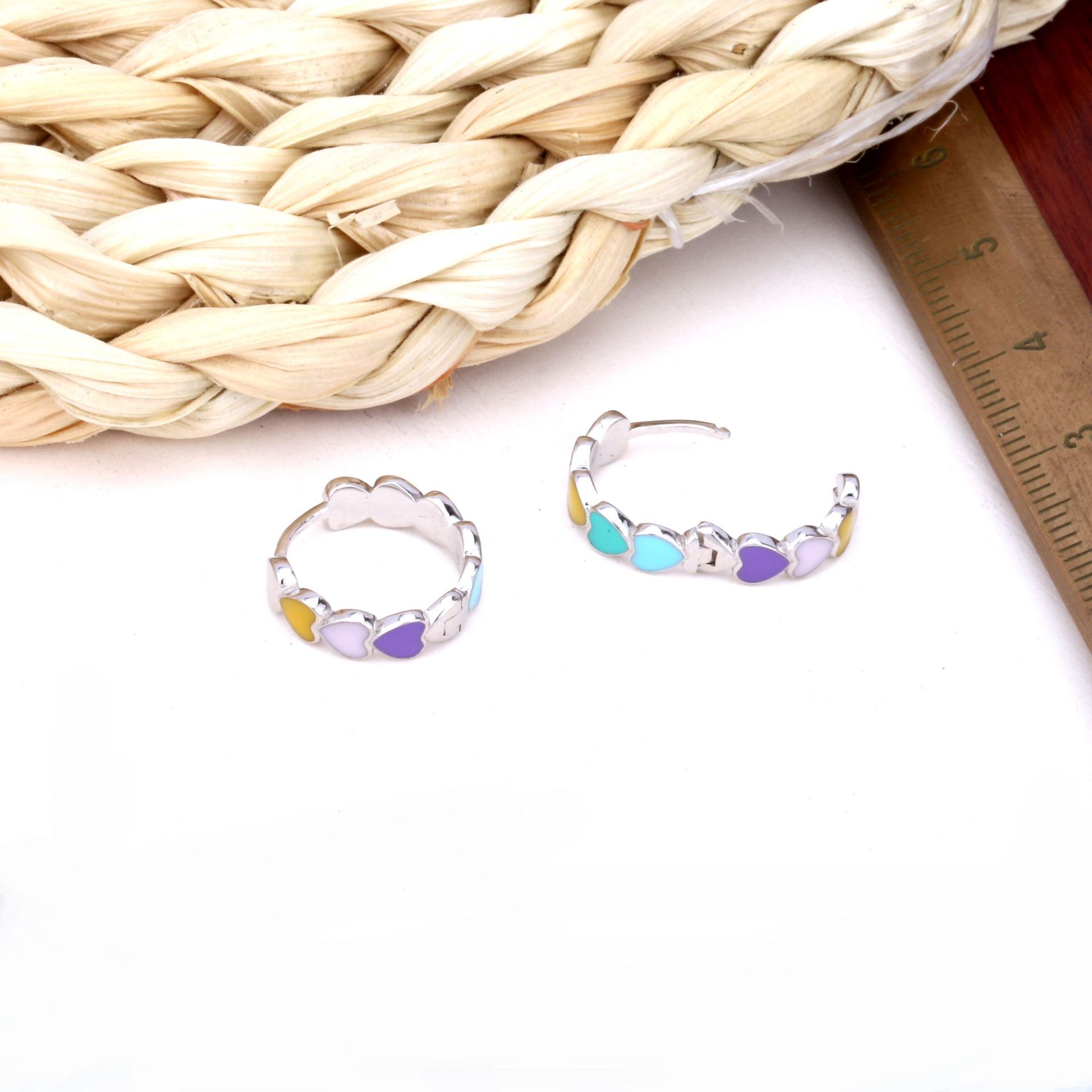 1 Pair Simple Style Heart Shape Enamel Sterling Silver Earrings display picture 7