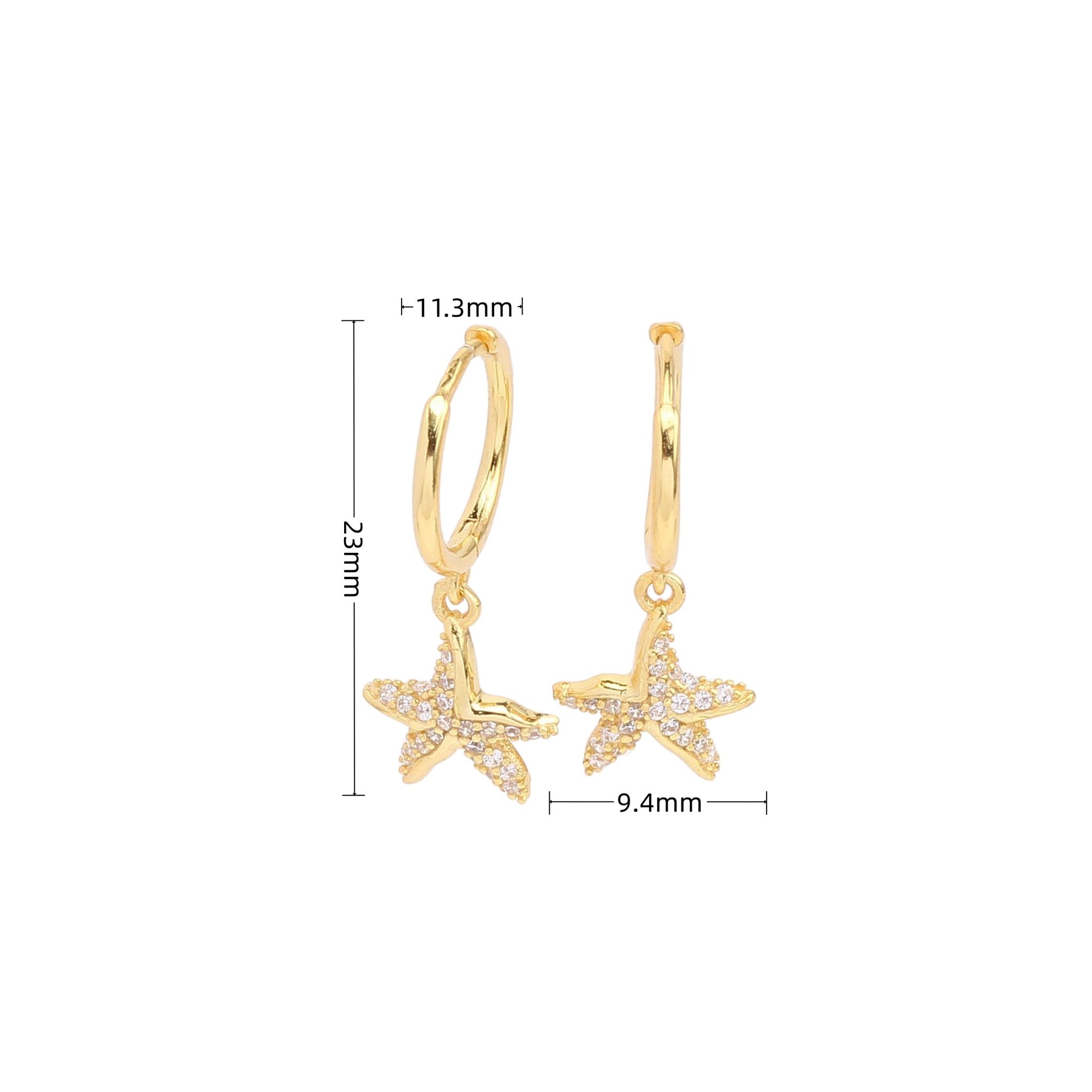 1 Pair Simple Style Classic Style Star Inlay Sterling Silver Zircon Drop Earrings display picture 2