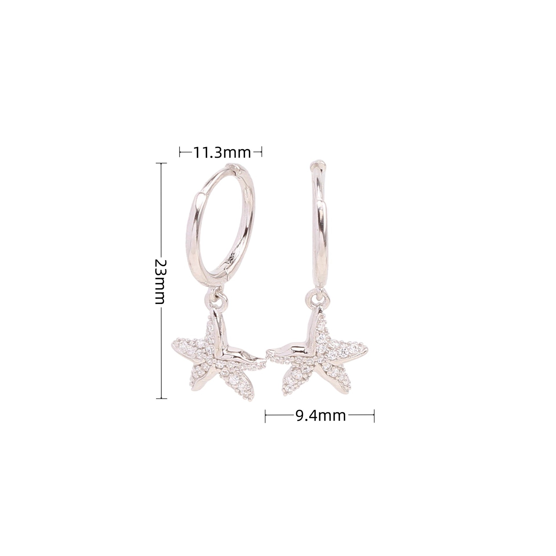 1 Pair Simple Style Classic Style Star Inlay Sterling Silver Zircon Drop Earrings display picture 4