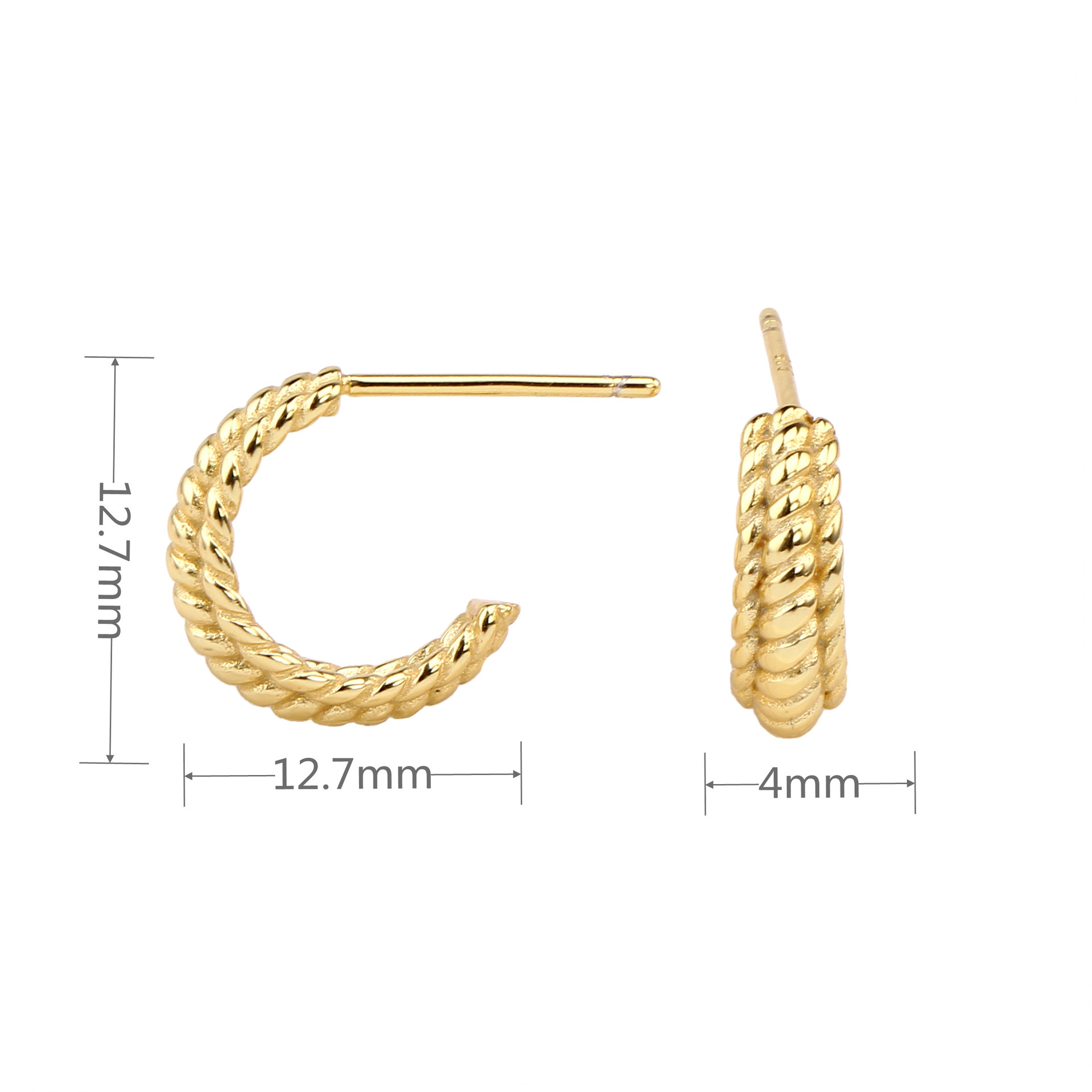 1 Pair Simple Style Waves Plating Sterling Silver Gold Plated Ear Studs display picture 3