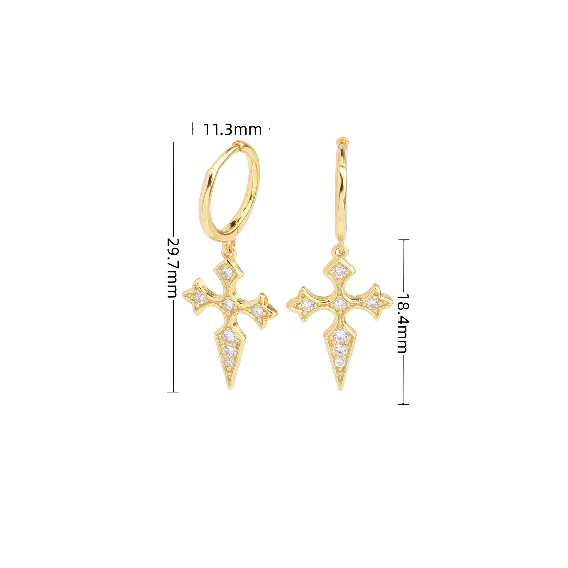 1 Pair Elegant Cross Inlay Sterling Silver Zircon Drop Earrings display picture 2
