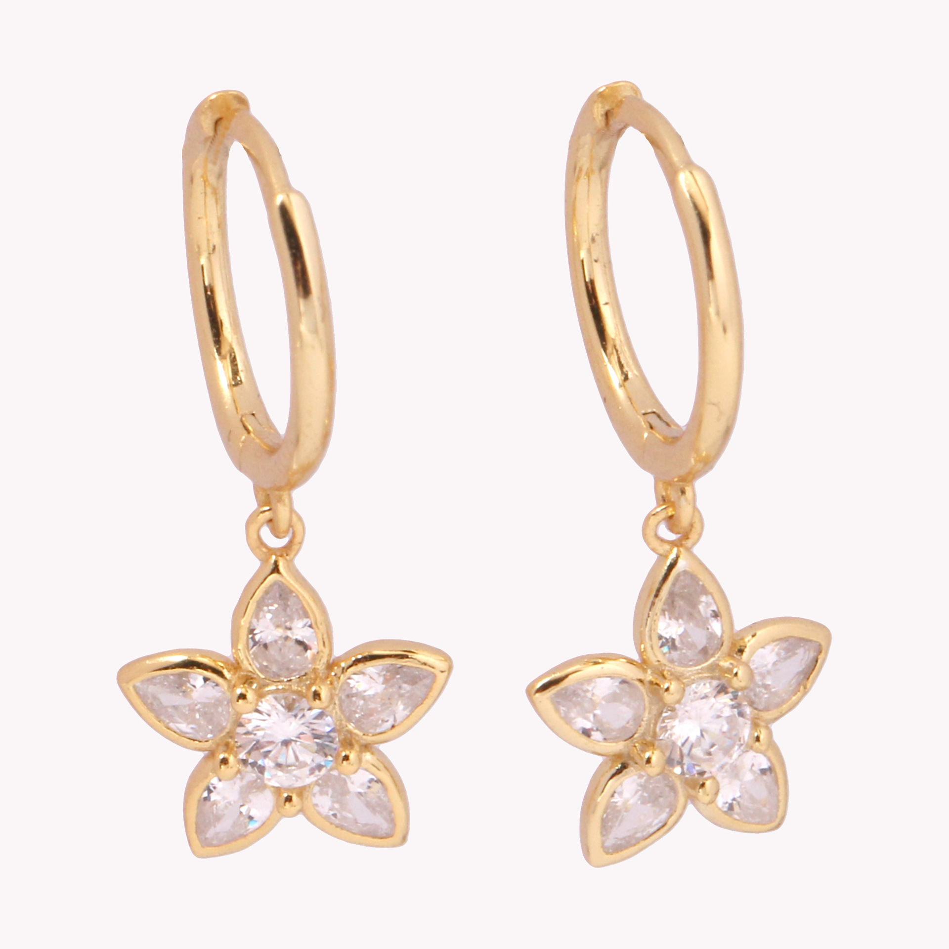 1 Pair Retro Simple Style Flower Inlay Sterling Silver Zircon Drop Earrings display picture 1