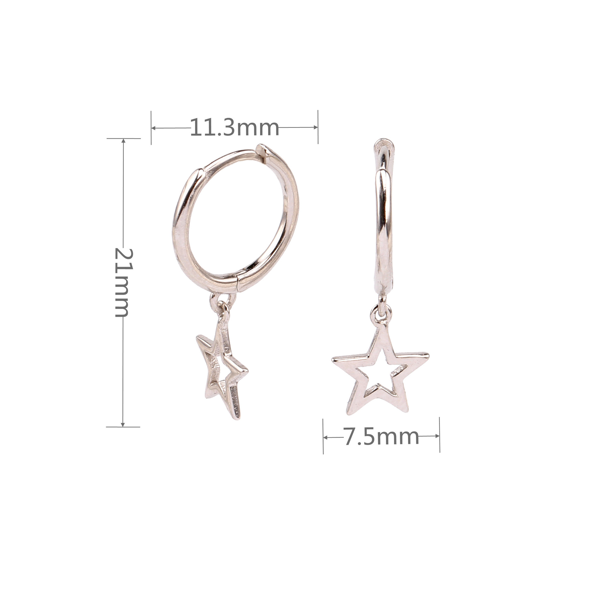 1 Pair Simple Style Classic Style Star Plating Sterling Silver Gold Plated Drop Earrings display picture 1
