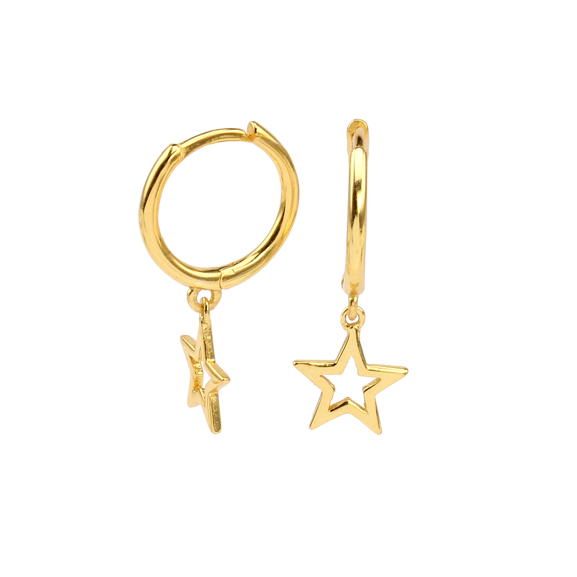 1 Pair Simple Style Classic Style Star Plating Sterling Silver Gold Plated Drop Earrings display picture 2