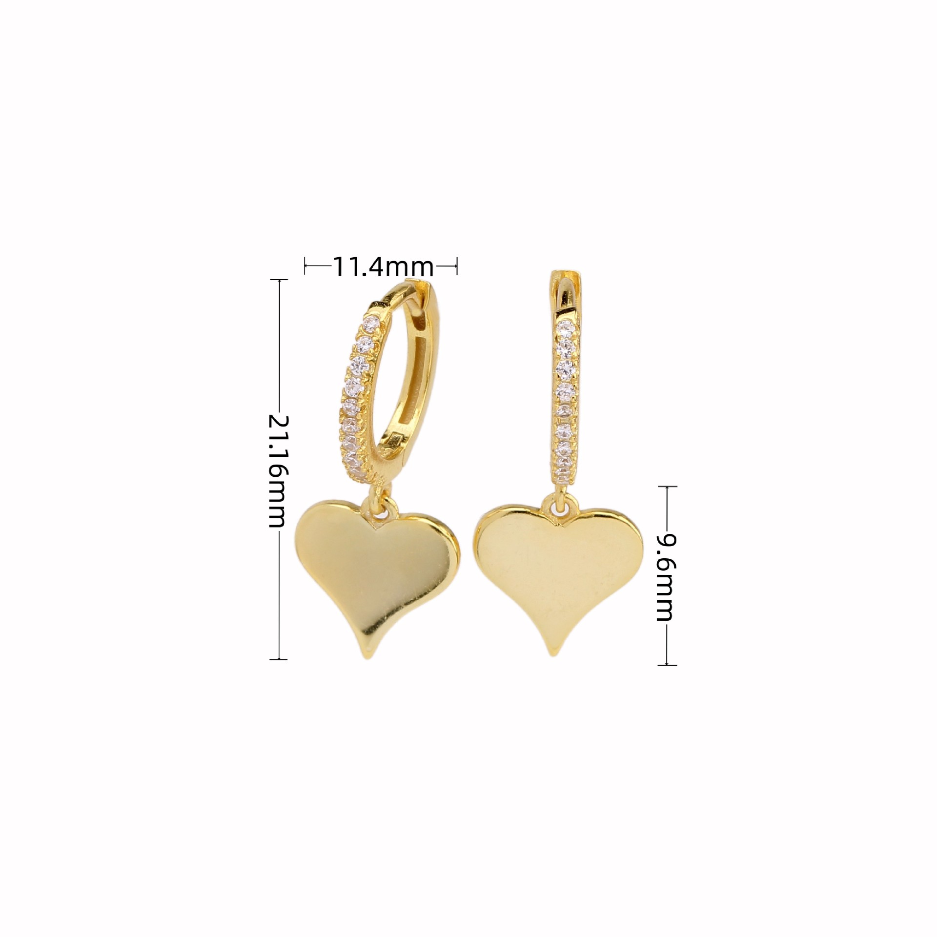 1 Pair Sweet Heart Shape Inlay Sterling Silver Zircon Drop Earrings display picture 2