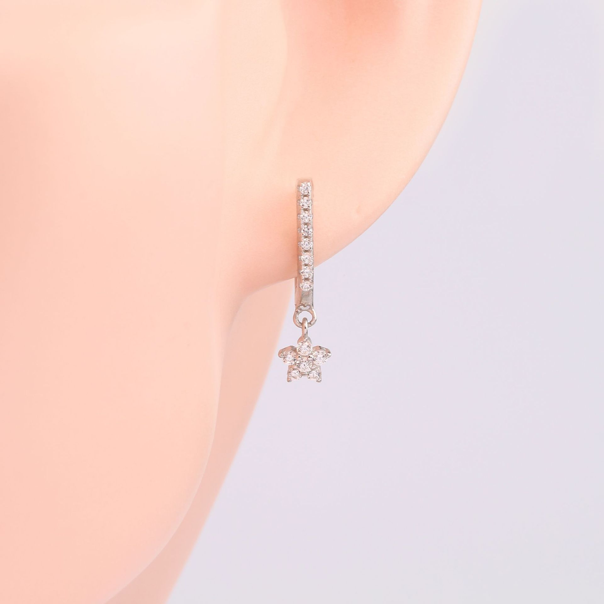 1 Pair Simple Style Star Inlay Sterling Silver Zircon Drop Earrings display picture 6