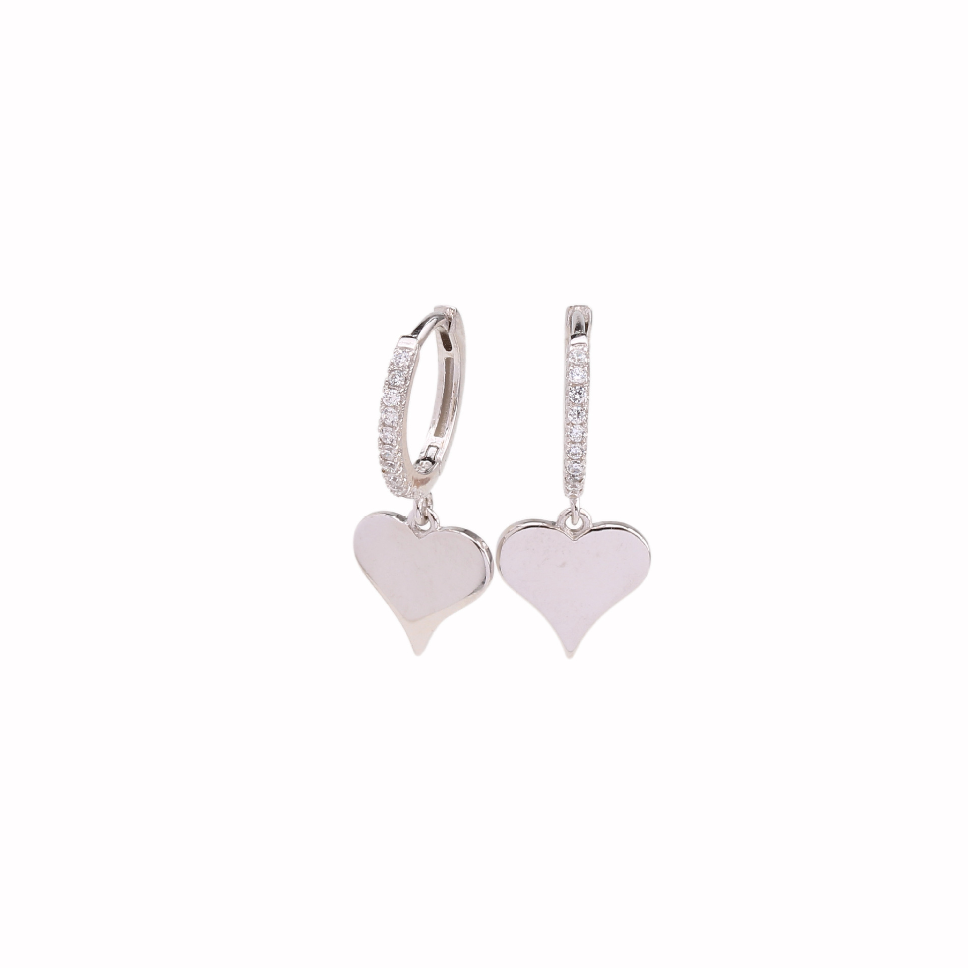 1 Pair Sweet Heart Shape Inlay Sterling Silver Zircon Drop Earrings display picture 3