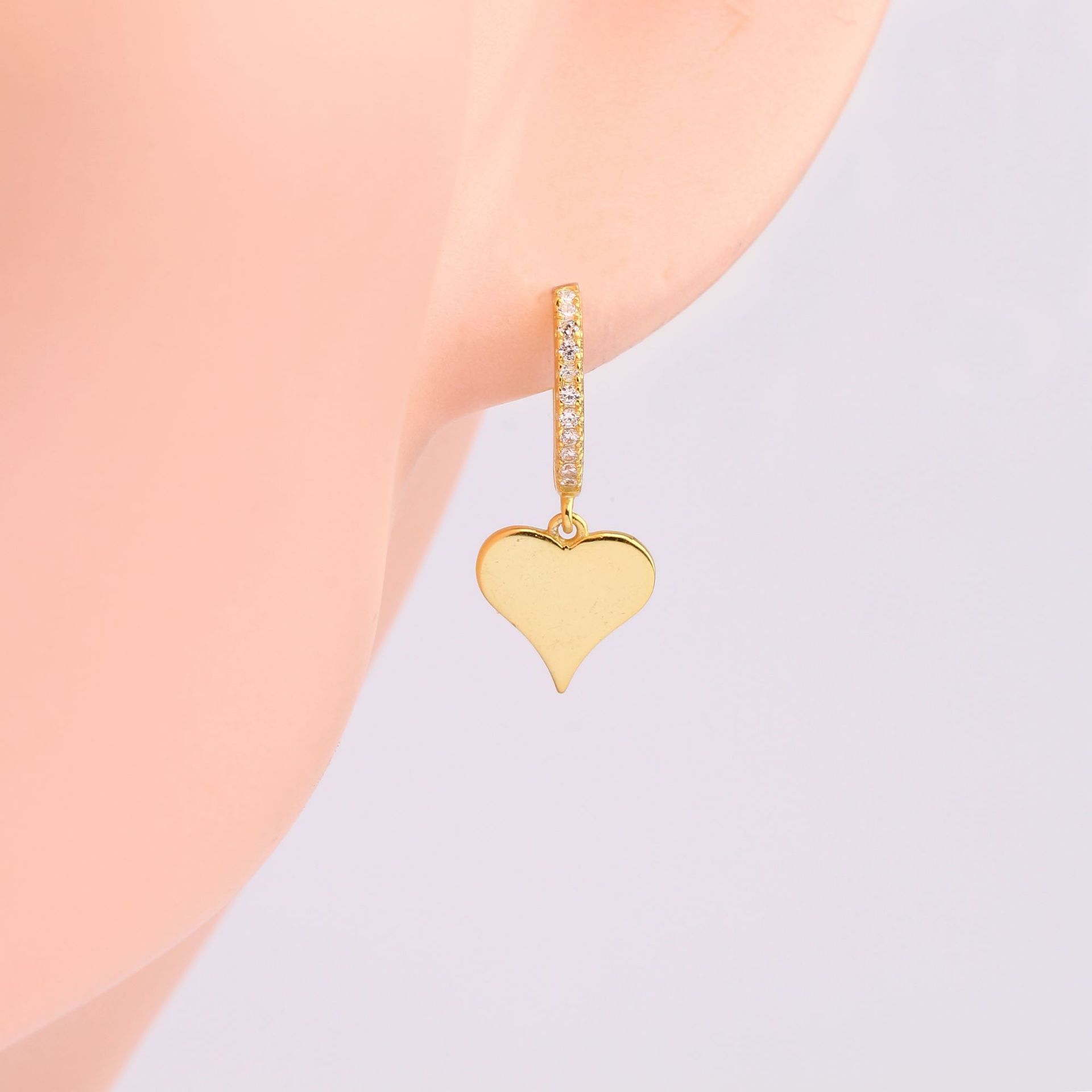 1 Pair Sweet Heart Shape Inlay Sterling Silver Zircon Drop Earrings display picture 5